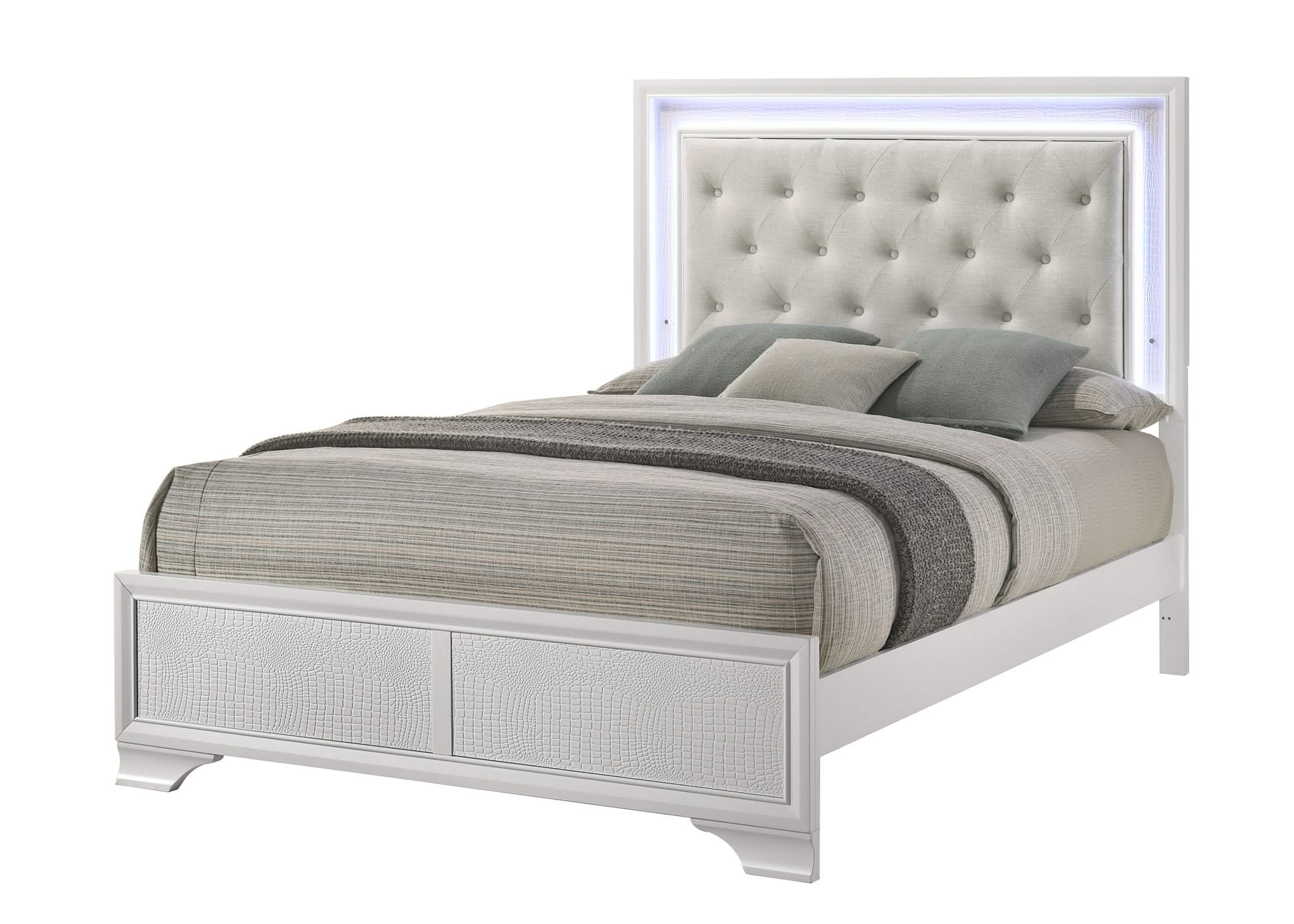 Lyssa - Twin Bed With LED - Oat / Frost