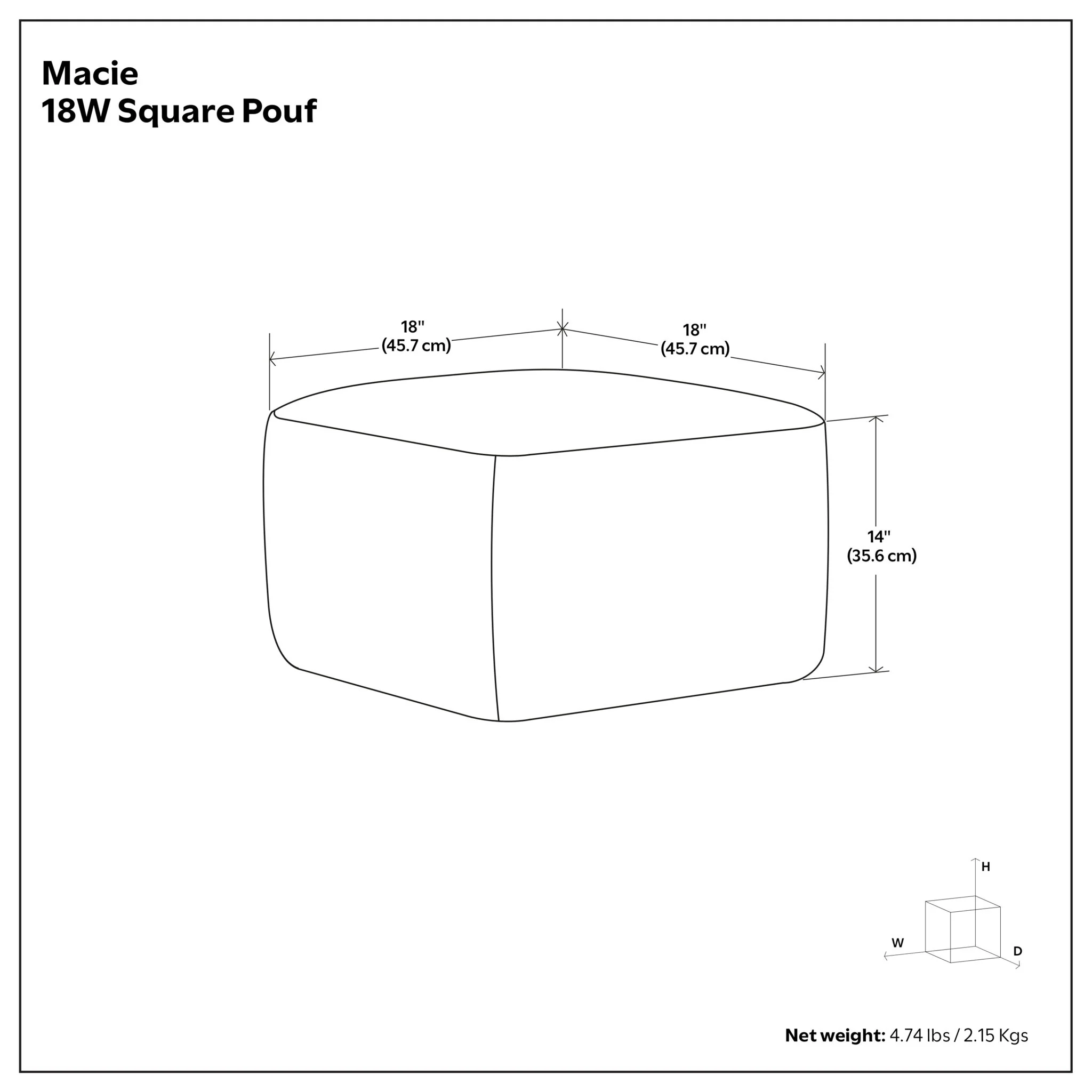 Macie - Square Woven Outdoor / Indoor Pouf - Gray / White - Image 4
