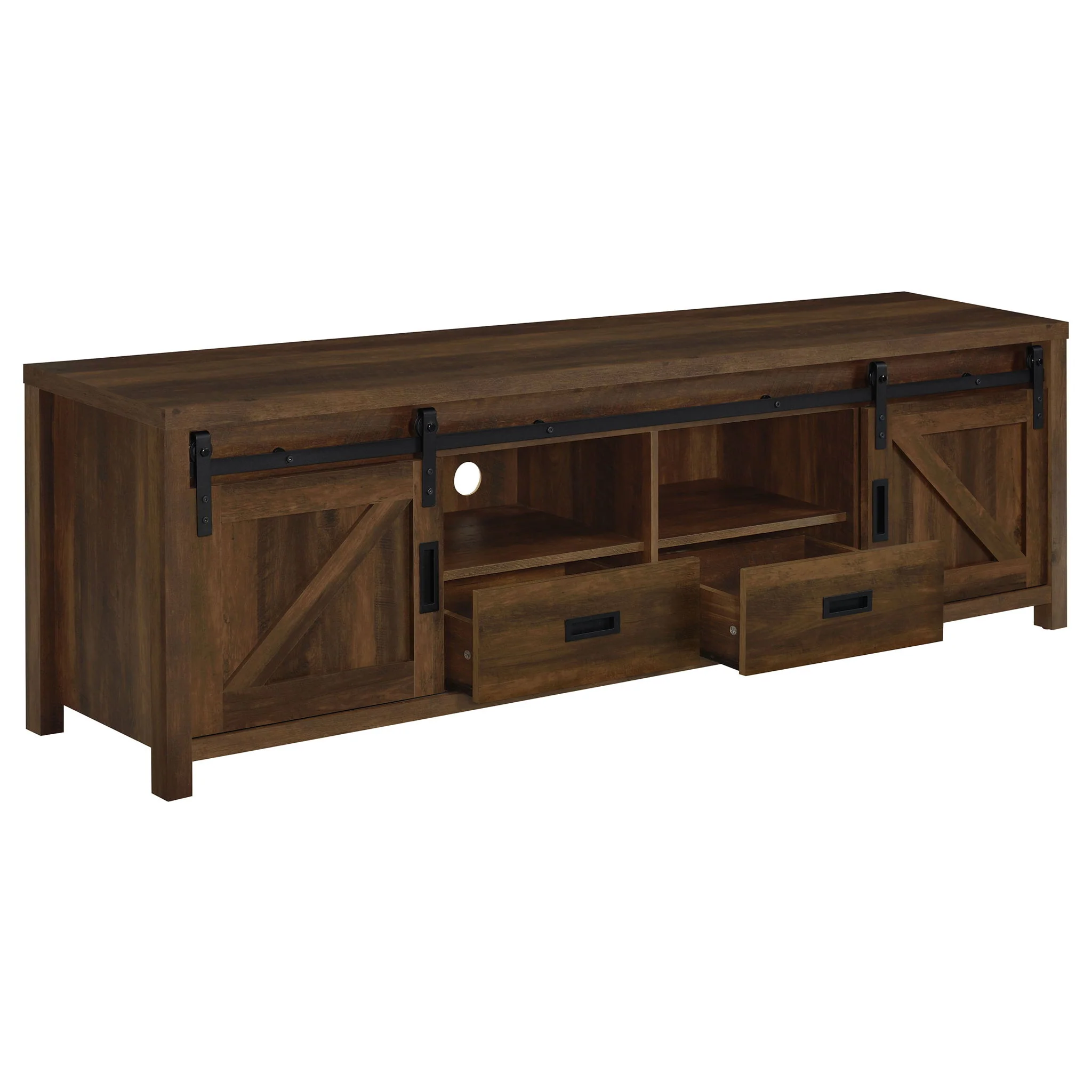 Madra 2-door Engineered Wood 79-inch TV Stand Dark Pine - Image 4