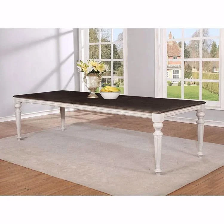 Magnolia White Extendable Dining Table with Rustic Traditional Design