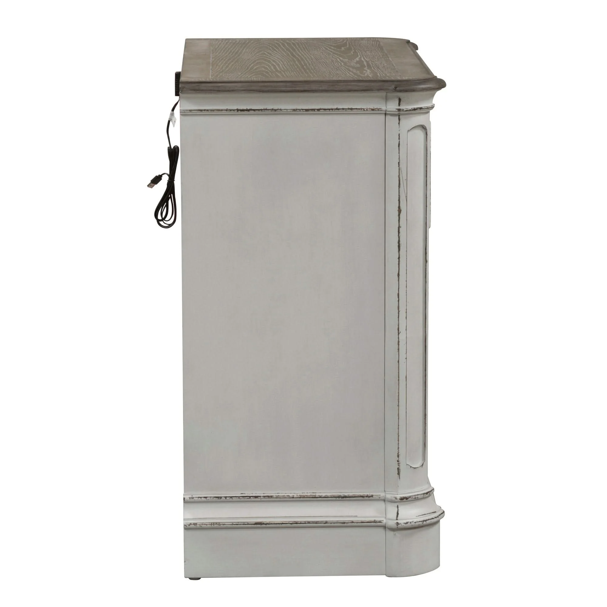 Magnolia Manor - 3 Drawer Bedside Chest With Charging Station - Antique White - Image 2