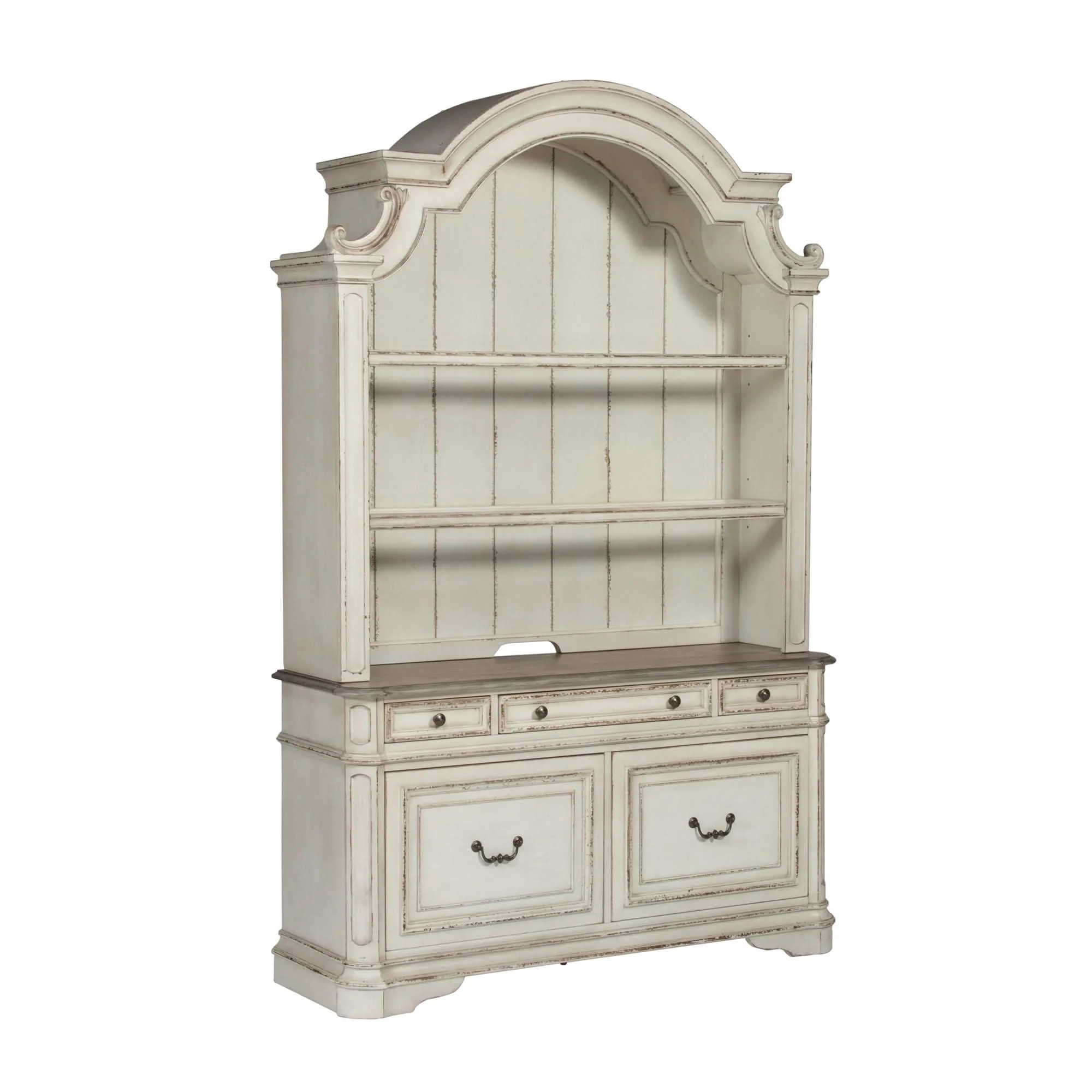 Magnolia Manor - 3 Piece Home Office Set (Desk & Hutch) - Antique White - Image 2