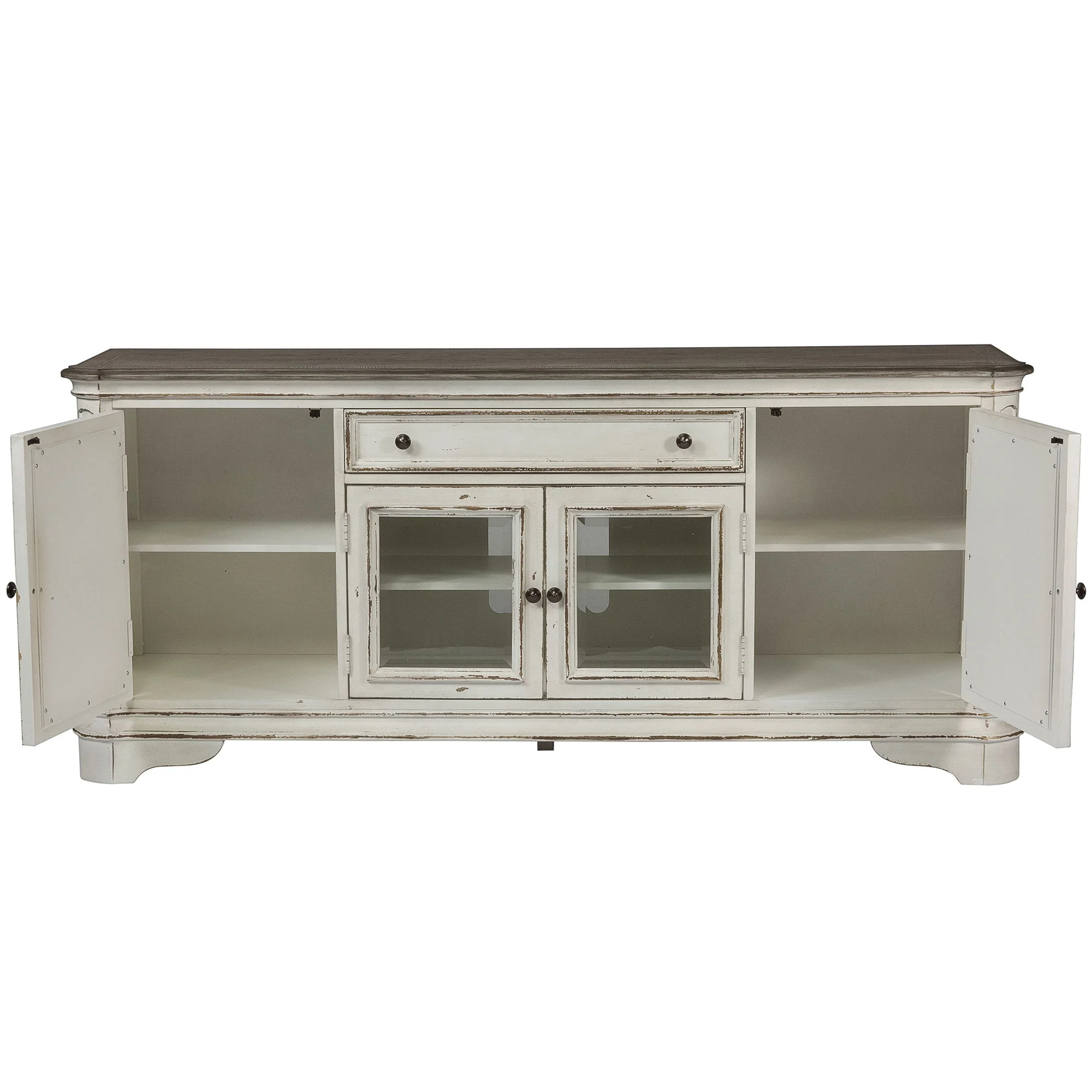 Magnolia Manor - Entertainment TV Stand (Glass Doors) - Antique White - Image 4
