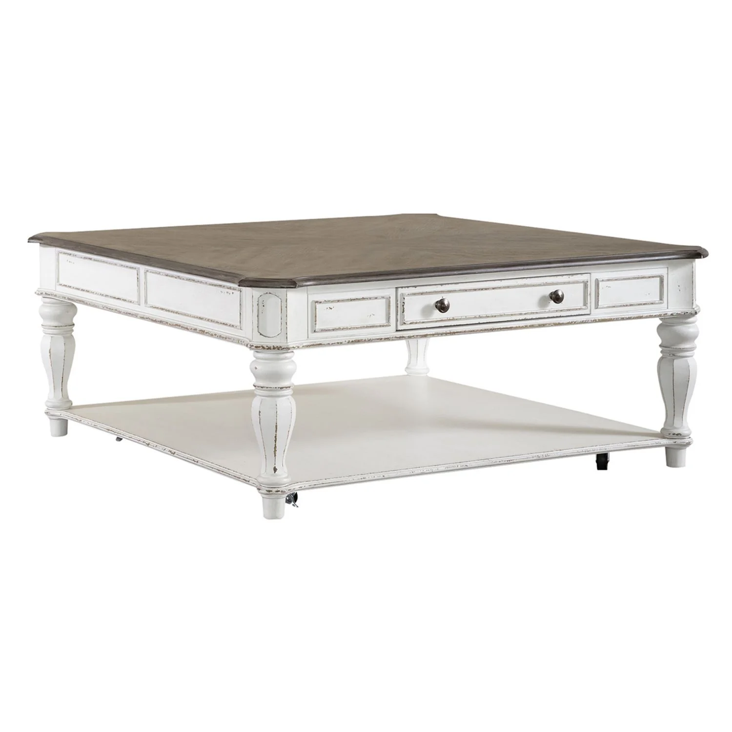 Magnolia Manor - Oversized Square Cocktail Table - Antique White - Image 3