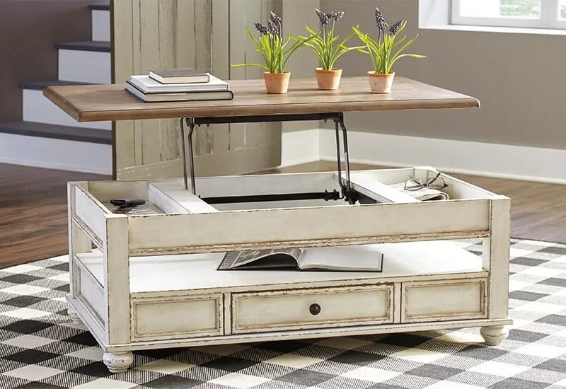 Magnolia Two Tone Traditional Cottage Lift Top Coffee Table - Image 4