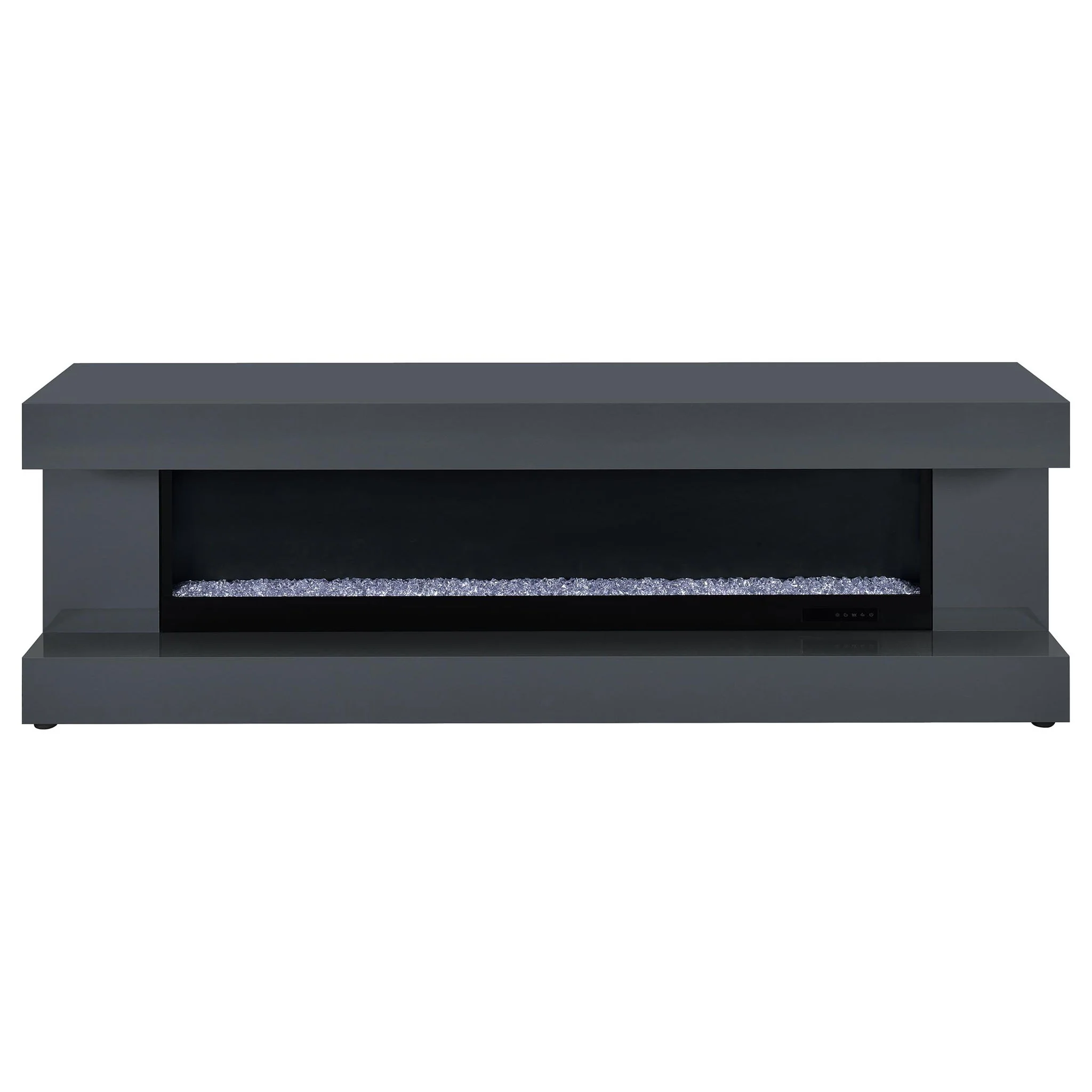 Mallory TV Stand Fireplace Console Bluetooth Speaker Grey High Gloss - Image 2