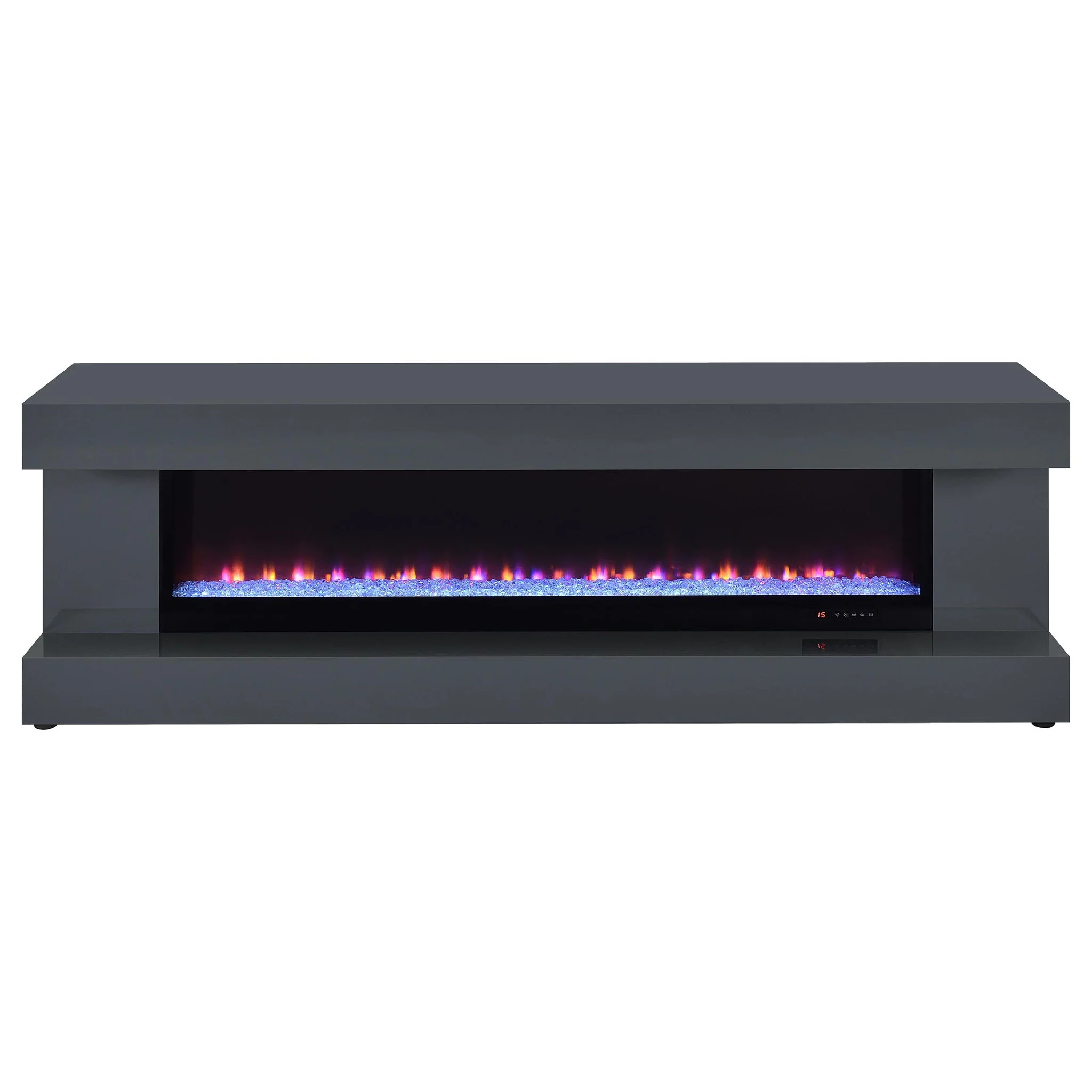 Mallory TV Stand Fireplace Console Bluetooth Speaker Grey High Gloss - Image 3