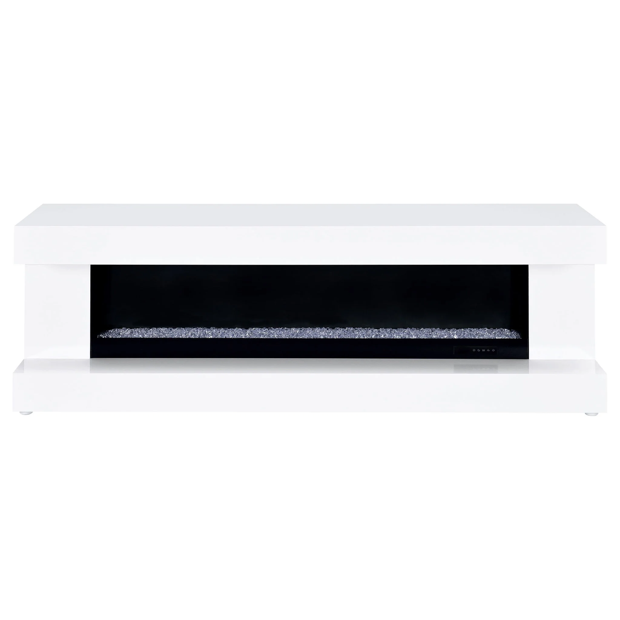 Mallory TV Stand Fireplace Console Bluetooth Speaker White High Gloss - Image 3