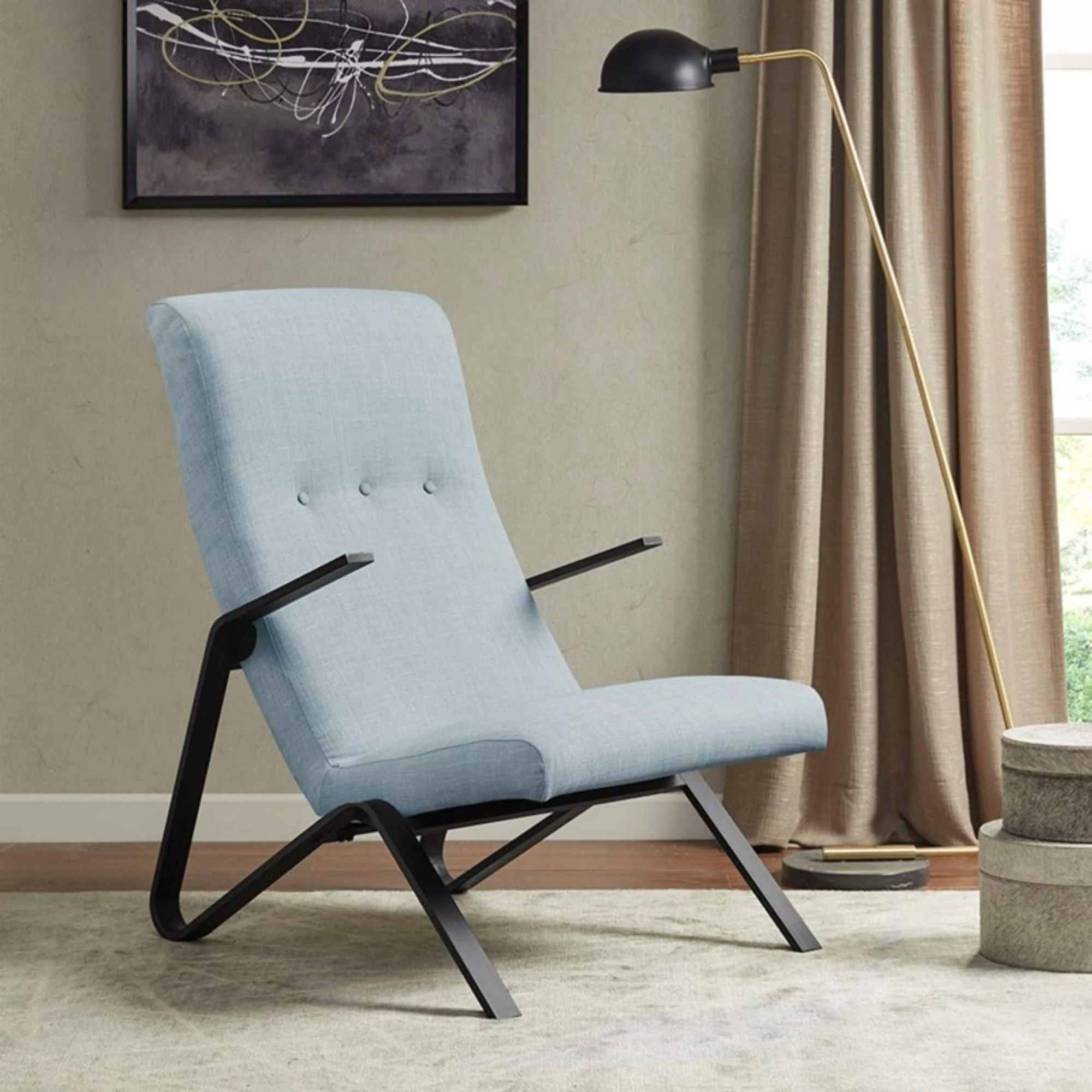 Manhattan - Accent Chair With High Back Support - Light Blue - Image 4