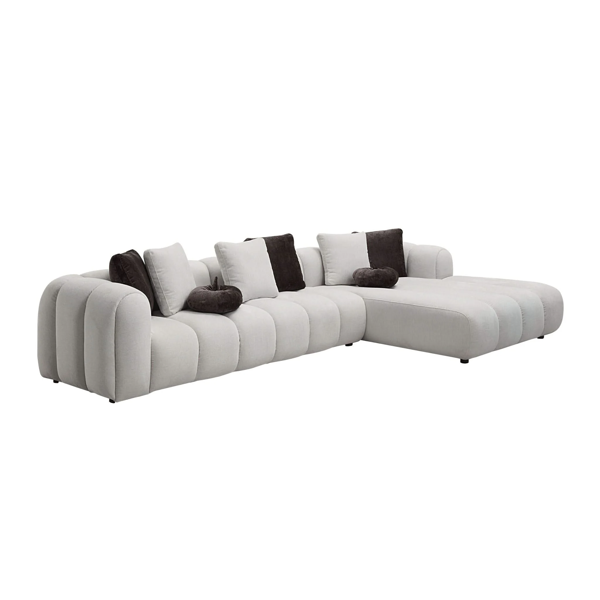 Manilla - Sectional Sofa With 8 Pillows - Ivory White - Image 3