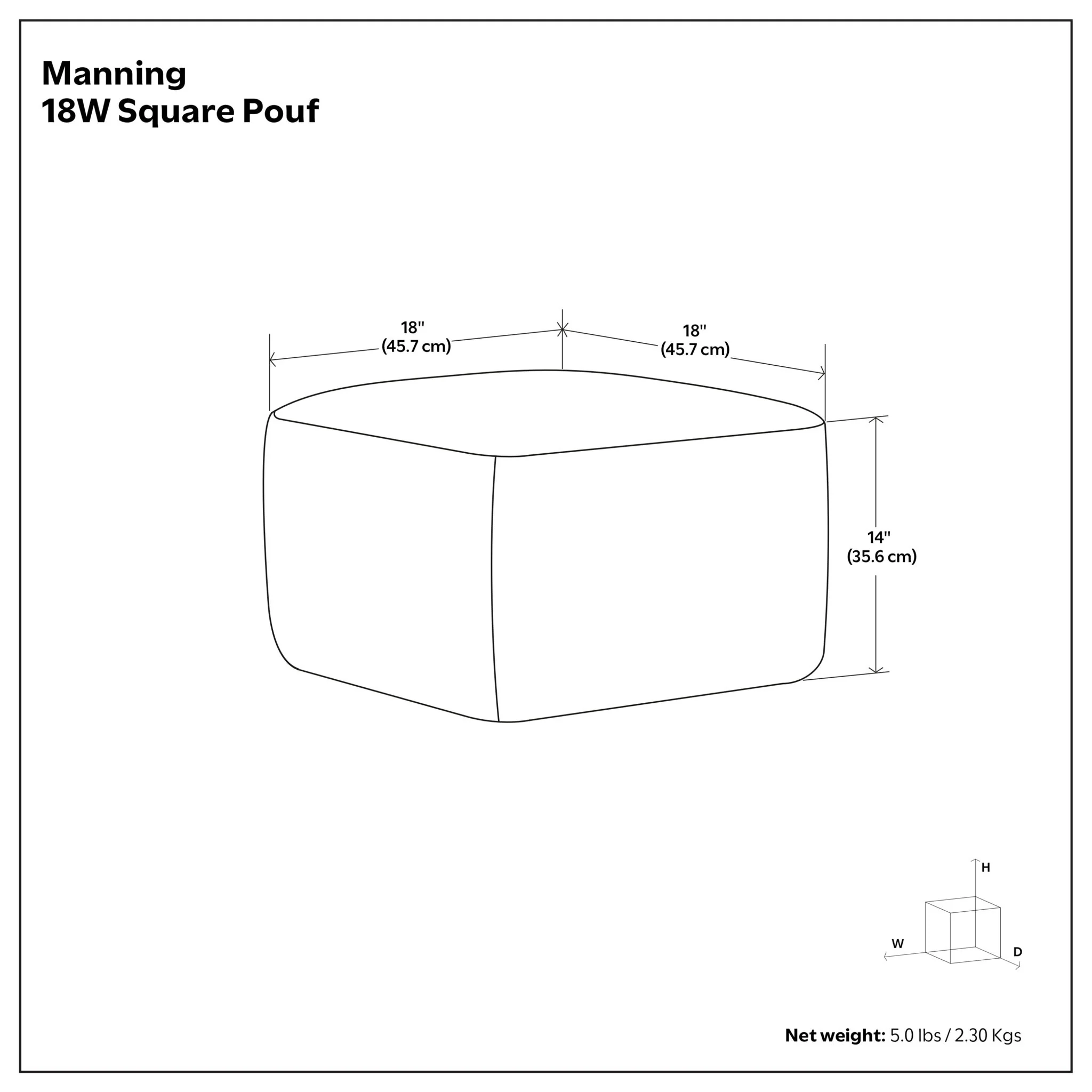 Manning - Square Pouf - Teal - Image 2