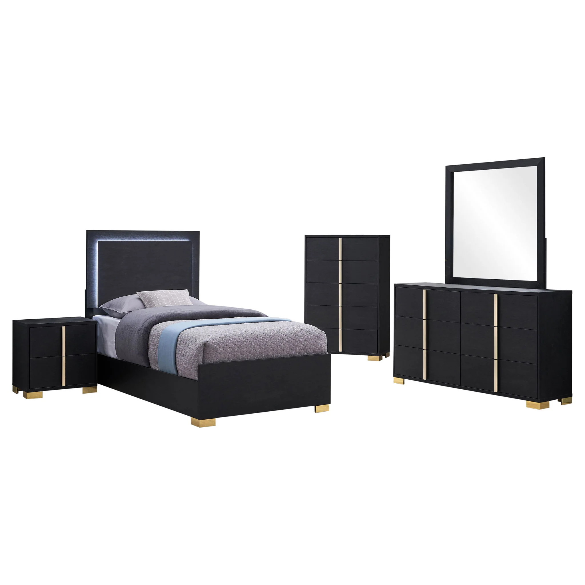 Marceline 5-piece Twin Bedroom Set Black - Image 2