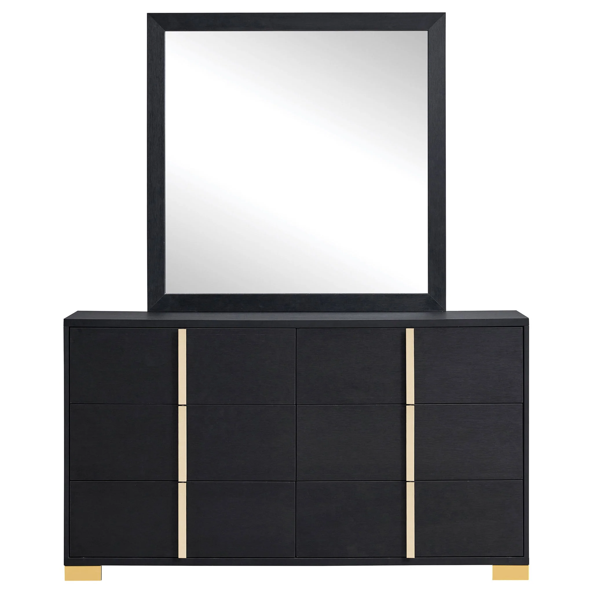 Marceline 6-drawer Dresser with Mirror Black - Image 3