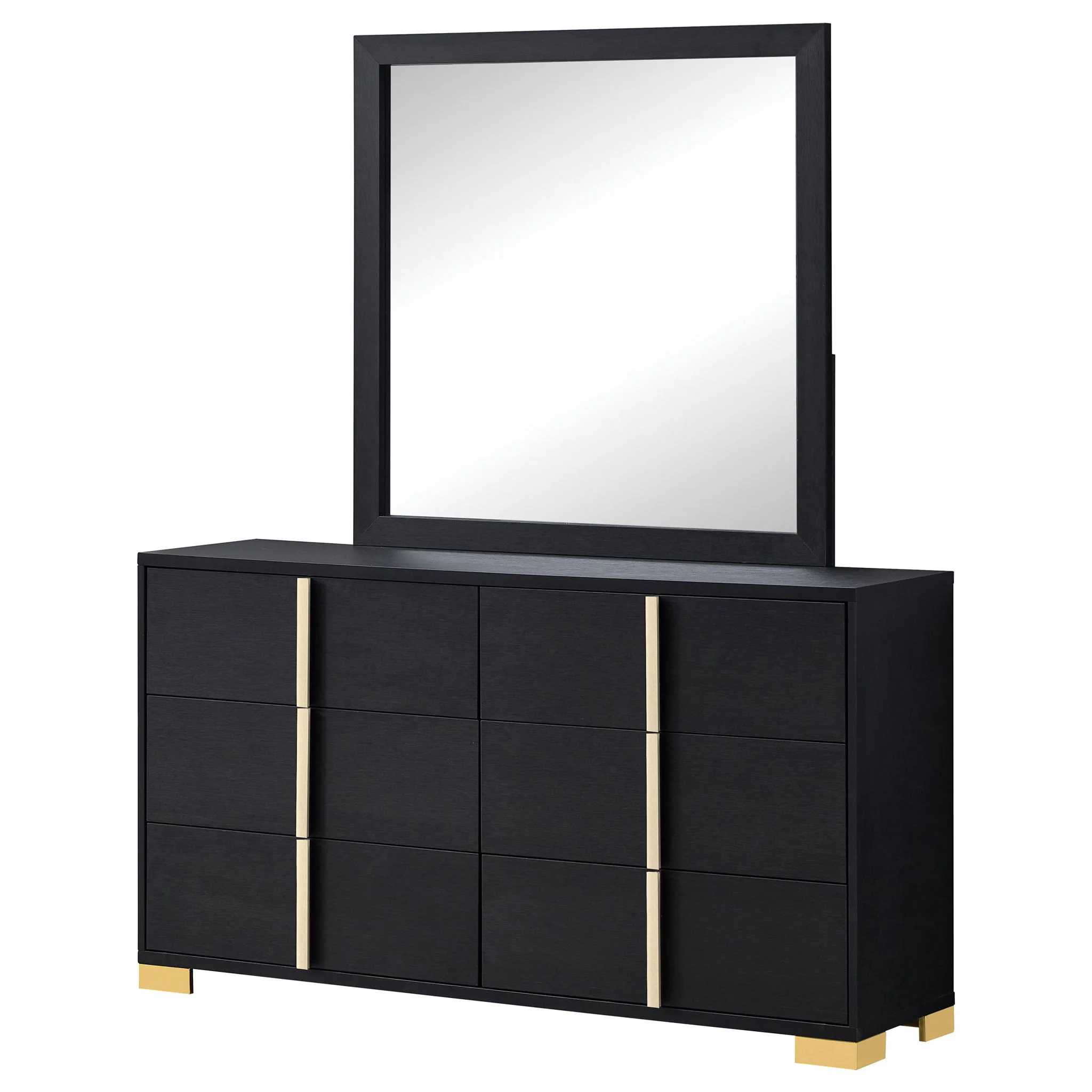 Marceline 6-drawer Dresser with Mirror Black - Image 4