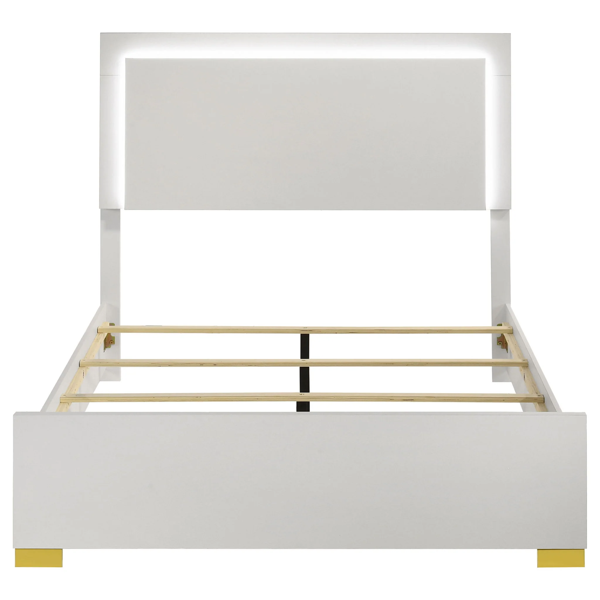 Marceline Wood Full LED Panel Bed White - Image 2