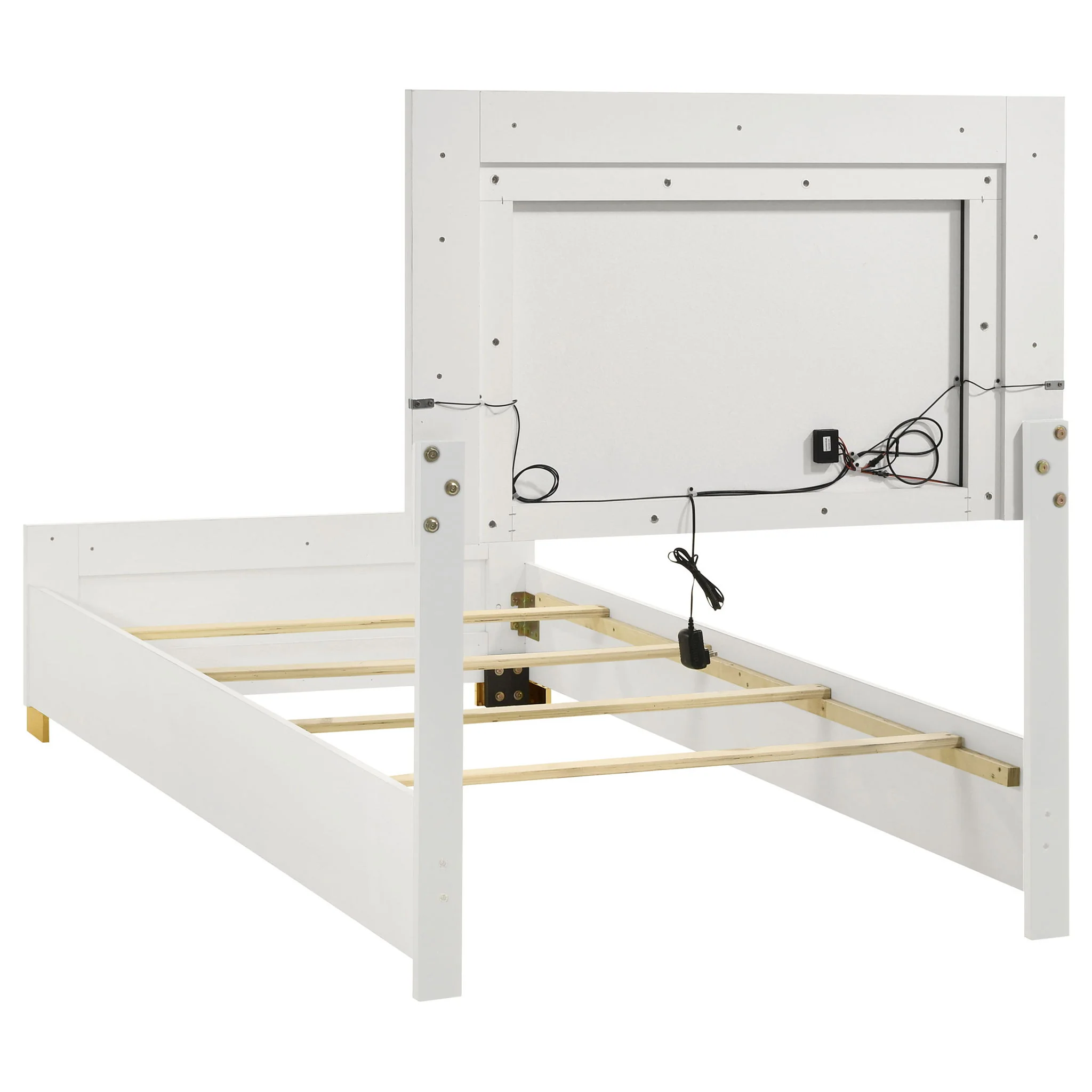 Marceline Wood Twin LED Panel Bed White - Image 3