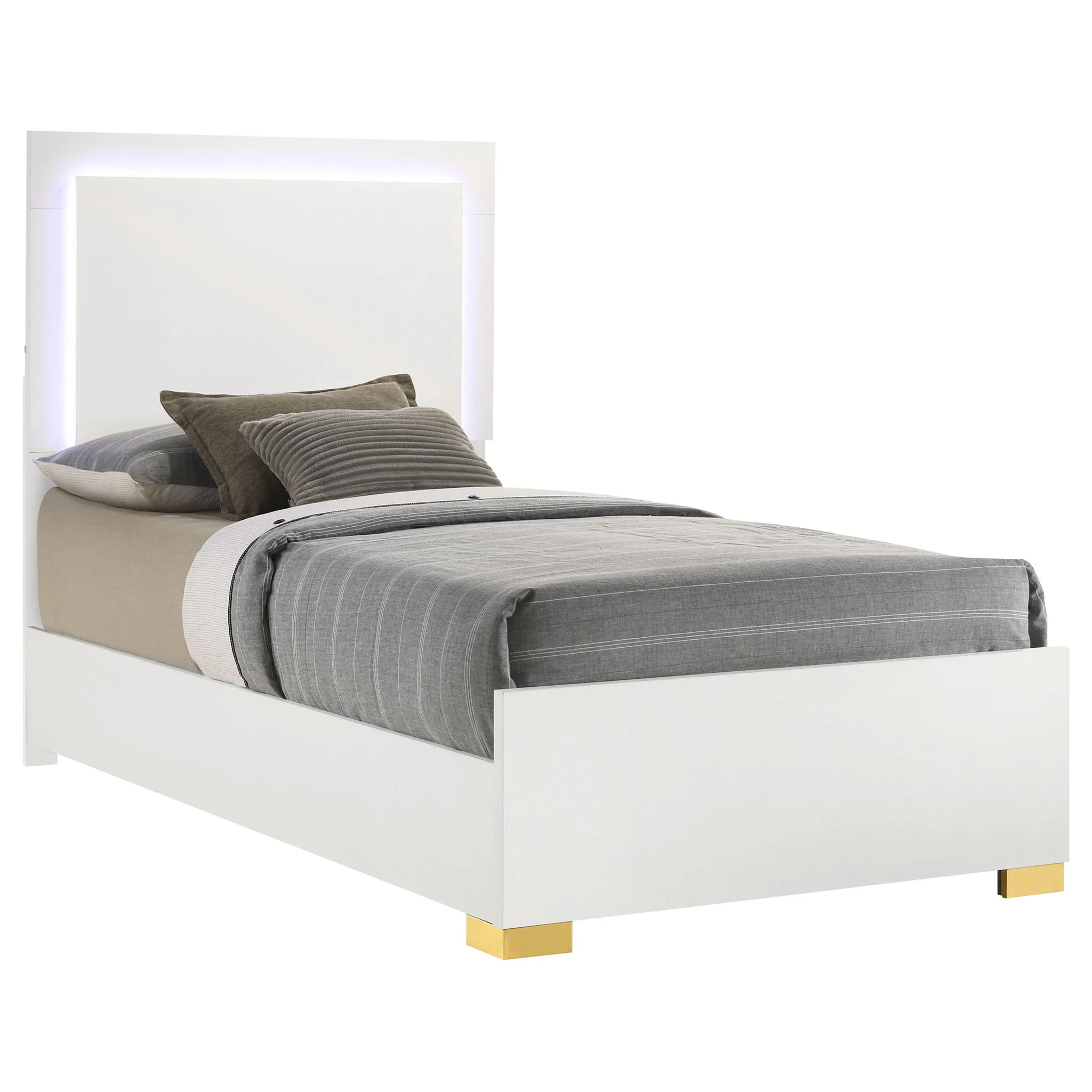 Marceline Wood Twin LED Panel Bed White - Image 4