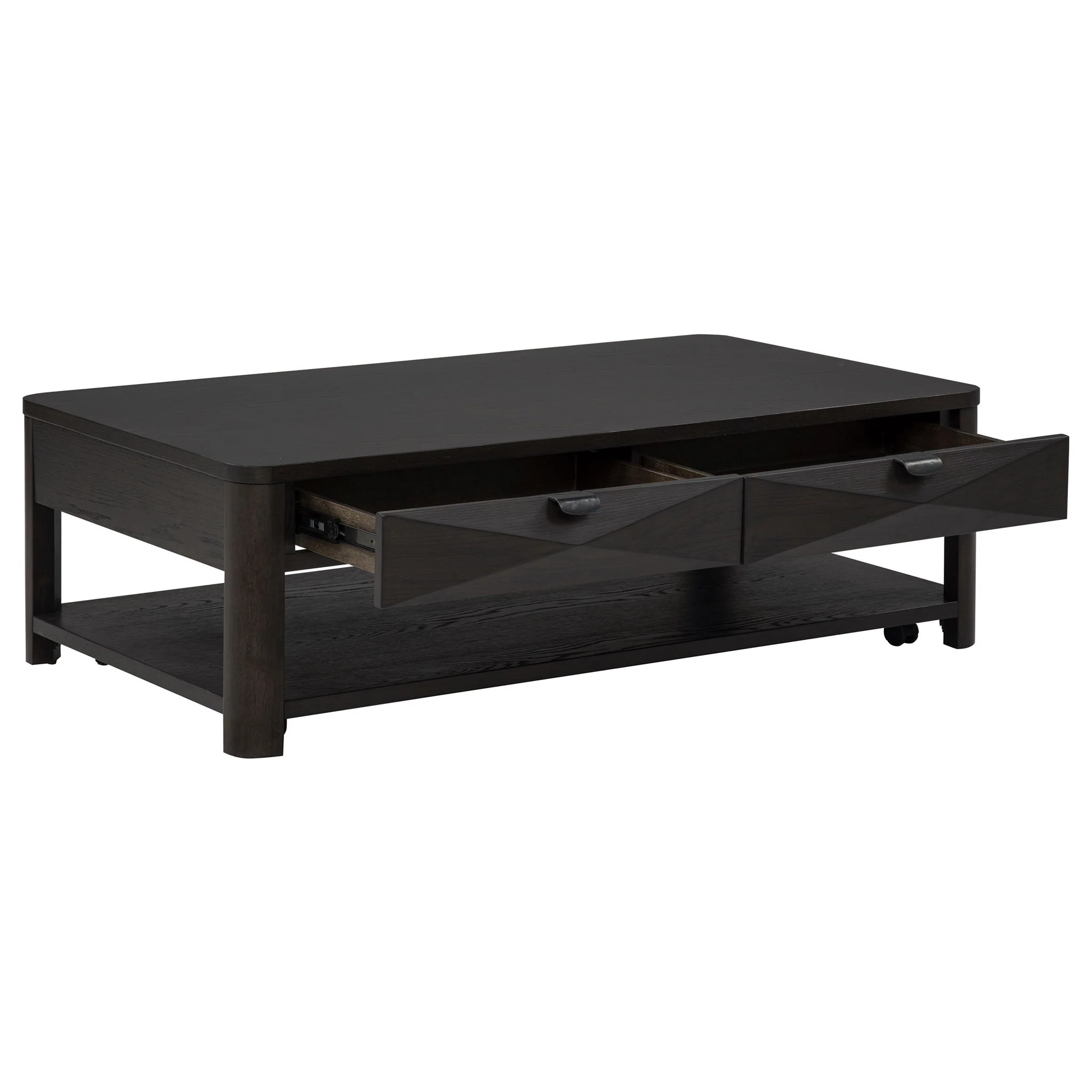 Marcelo Wood Coffee Table with 2 Drawers and Shelf Coffee - Image 3