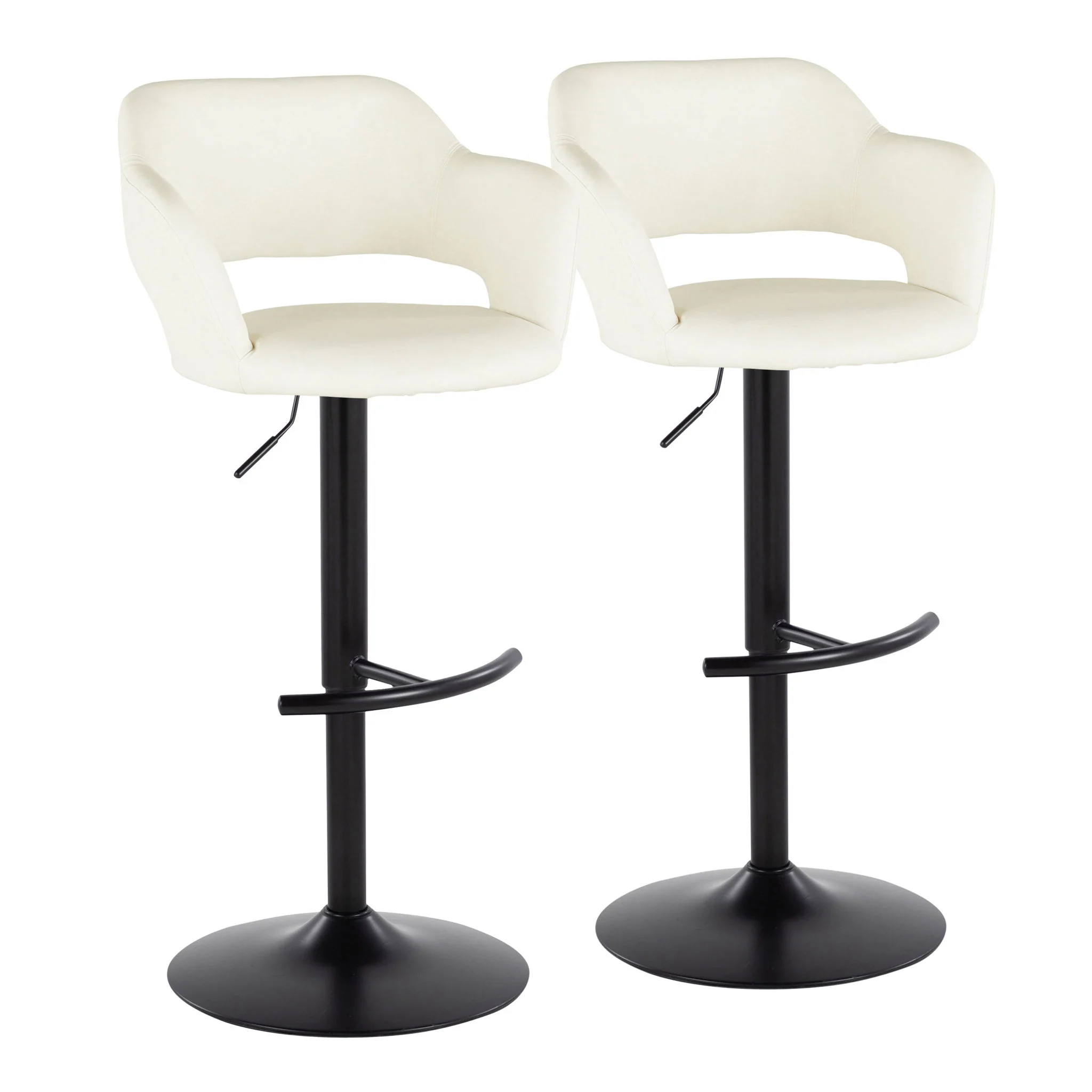 Margarite - Contemporary Adjustable Barstool With Swivel With Rounded T Footrest (Set of 2) - Image 2