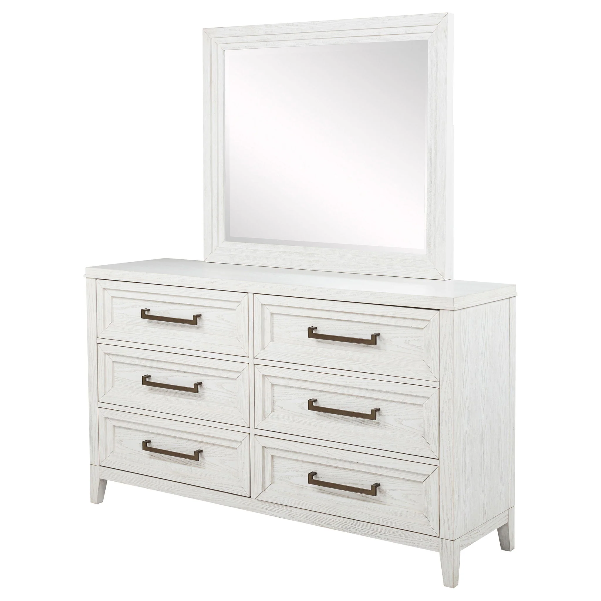 Marielle 6-drawer Dresser with Mirror Distressed White - Image 2