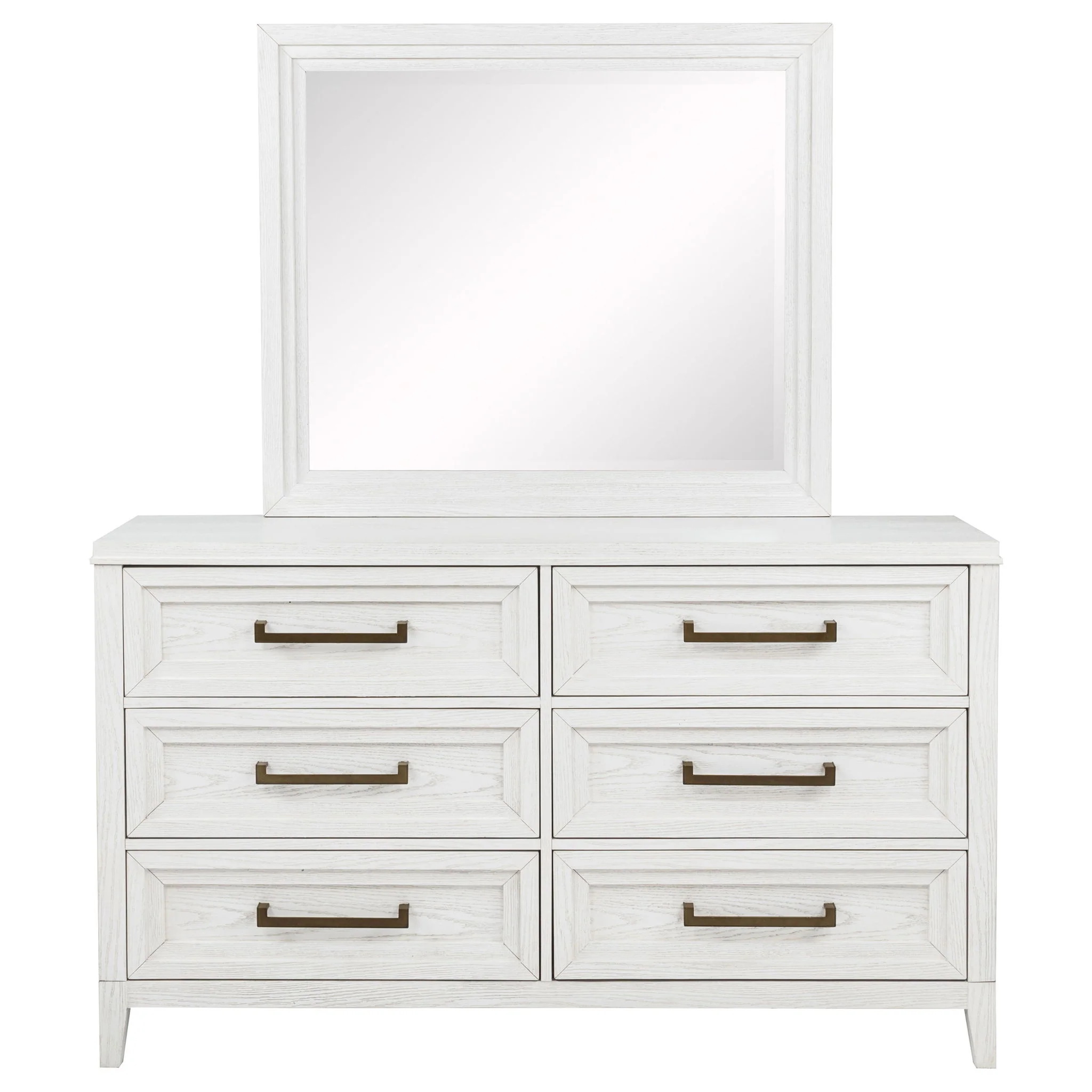 Marielle 6-drawer Dresser with Mirror Distressed White - Image 3