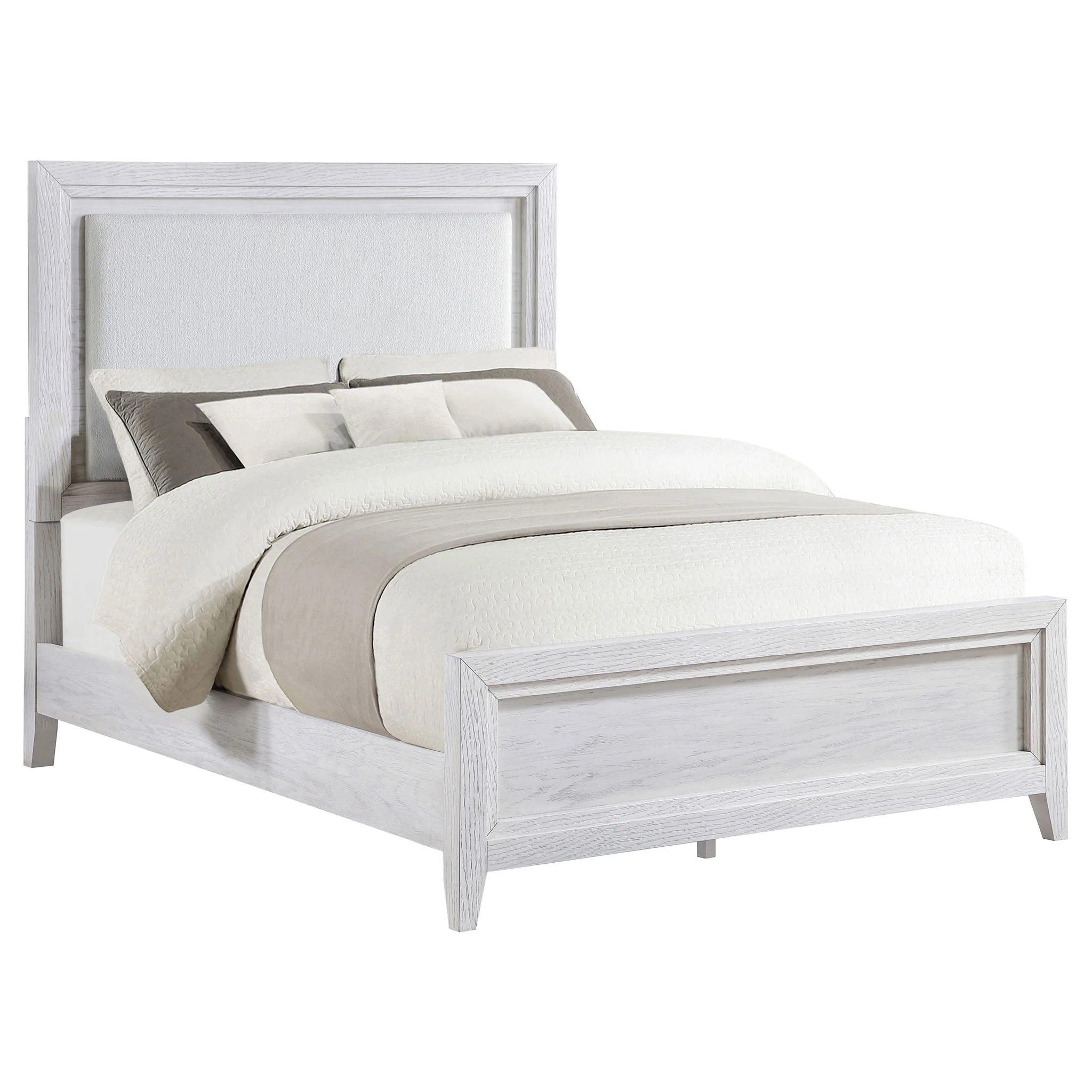Marielle California King Panel Upholstered Bed Distressed White - Image 3