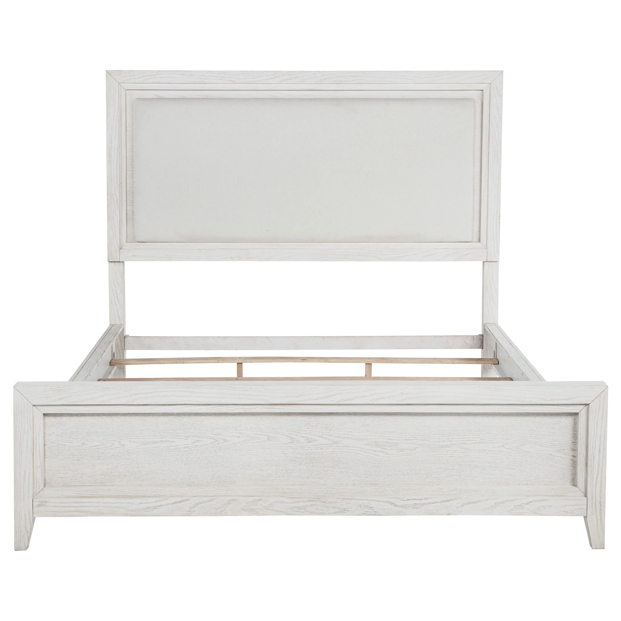 Marielle Eastern King Upholstered Panel Bed Distressed White - Image 3