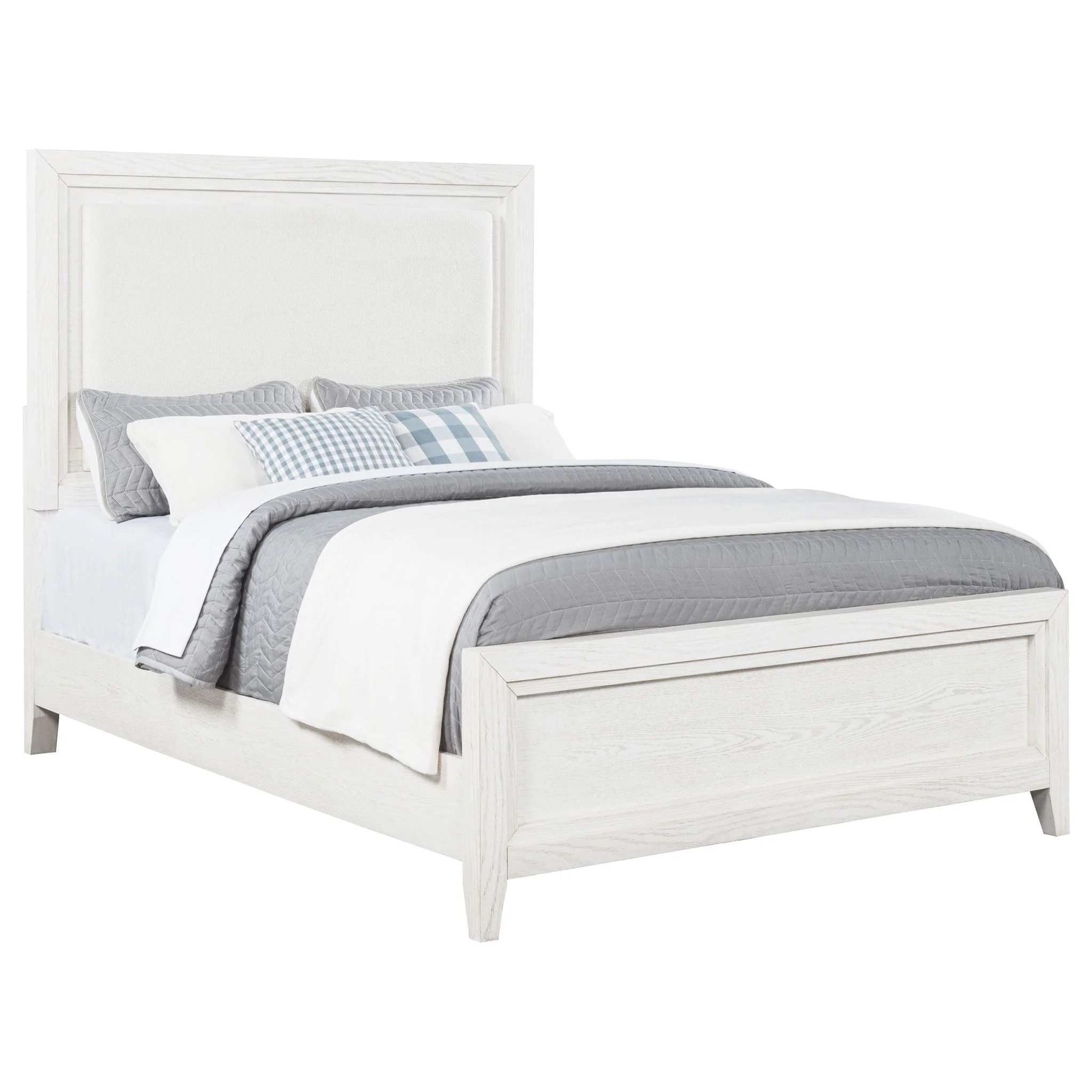 Marielle Queen Upholstered Panel Bed Distressed White - Image 2