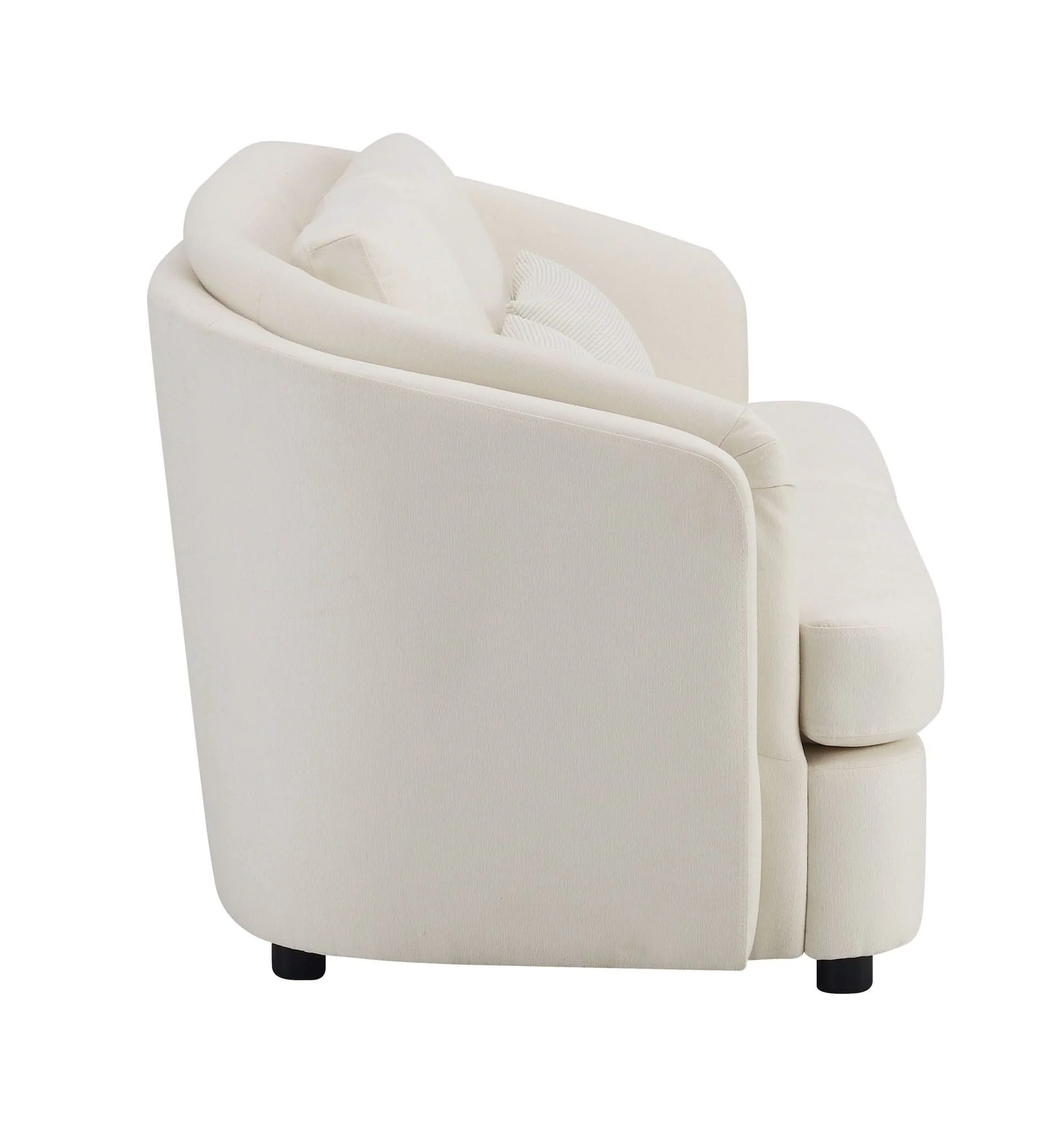 Mariko - Linen Loveseat With 2 Toss Pillows - Beige - Image 3