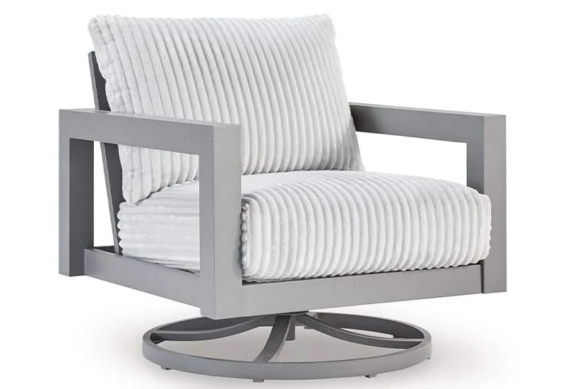 Marlin Outdoor All Weather Swivel Chair with Cushion and Throw Pillows - Image 3