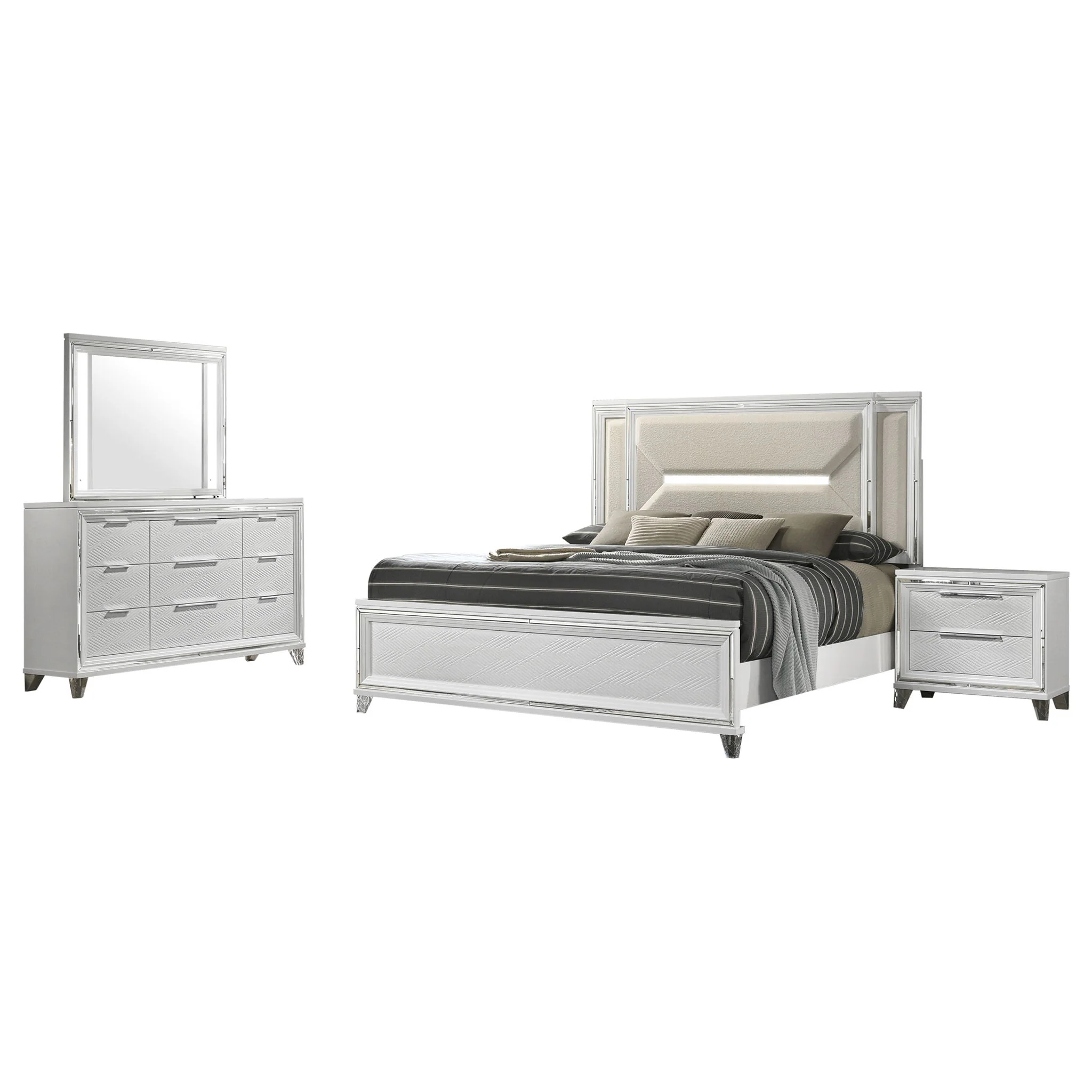 Marmore 4-piece Queen Bedroom Set White - Image 2