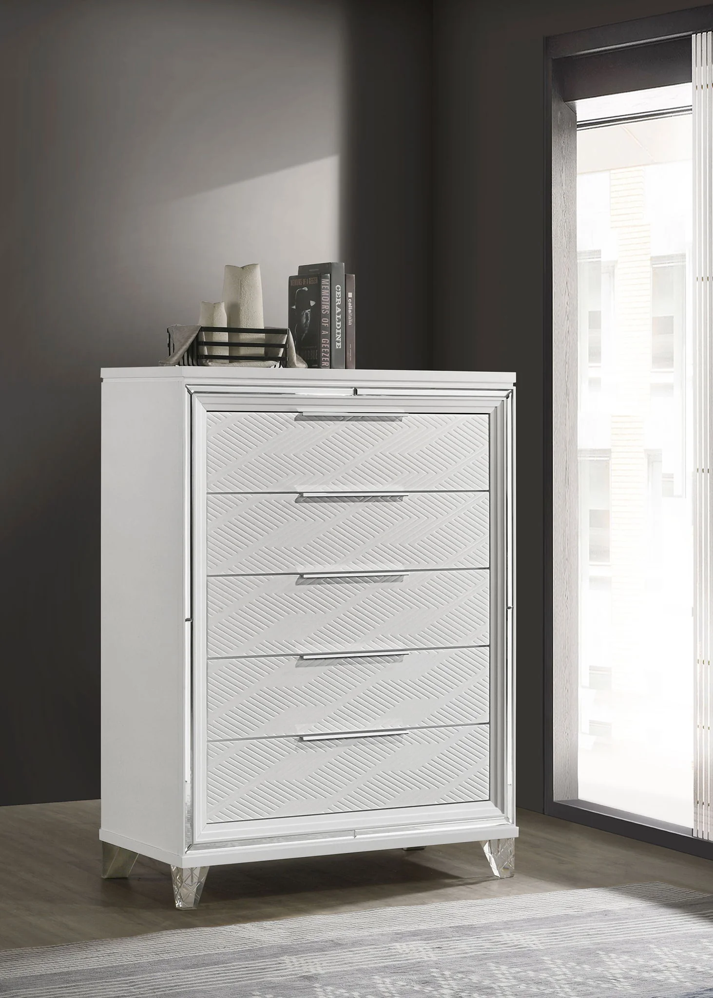 Marmore 5-drawer Bedroom Chest of Drawers White - Image 3