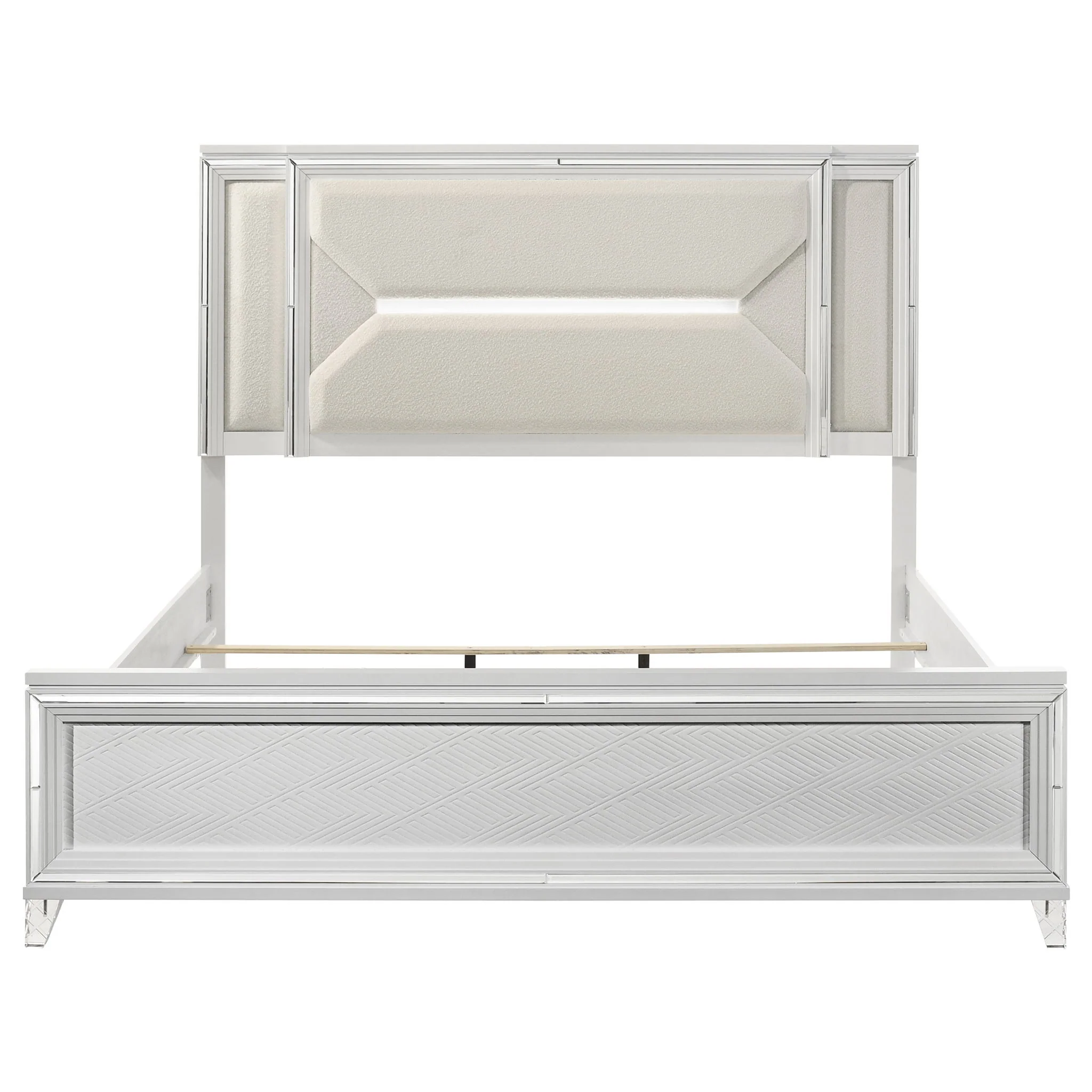 Marmore 64-inch Eastern King Panel Bed LED Headboard White - Image 4