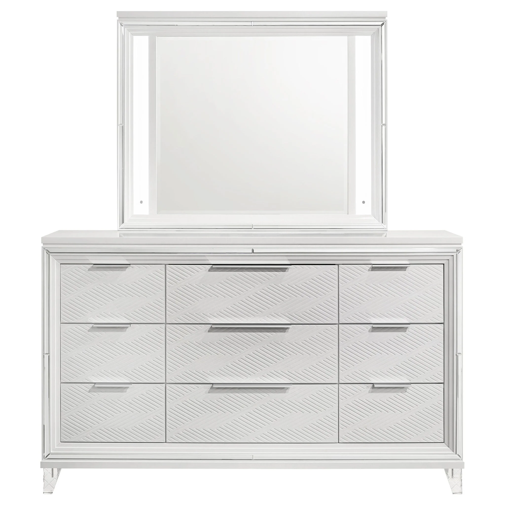 Marmore 9-drawer Dresser and LED Mirror White - Image 3