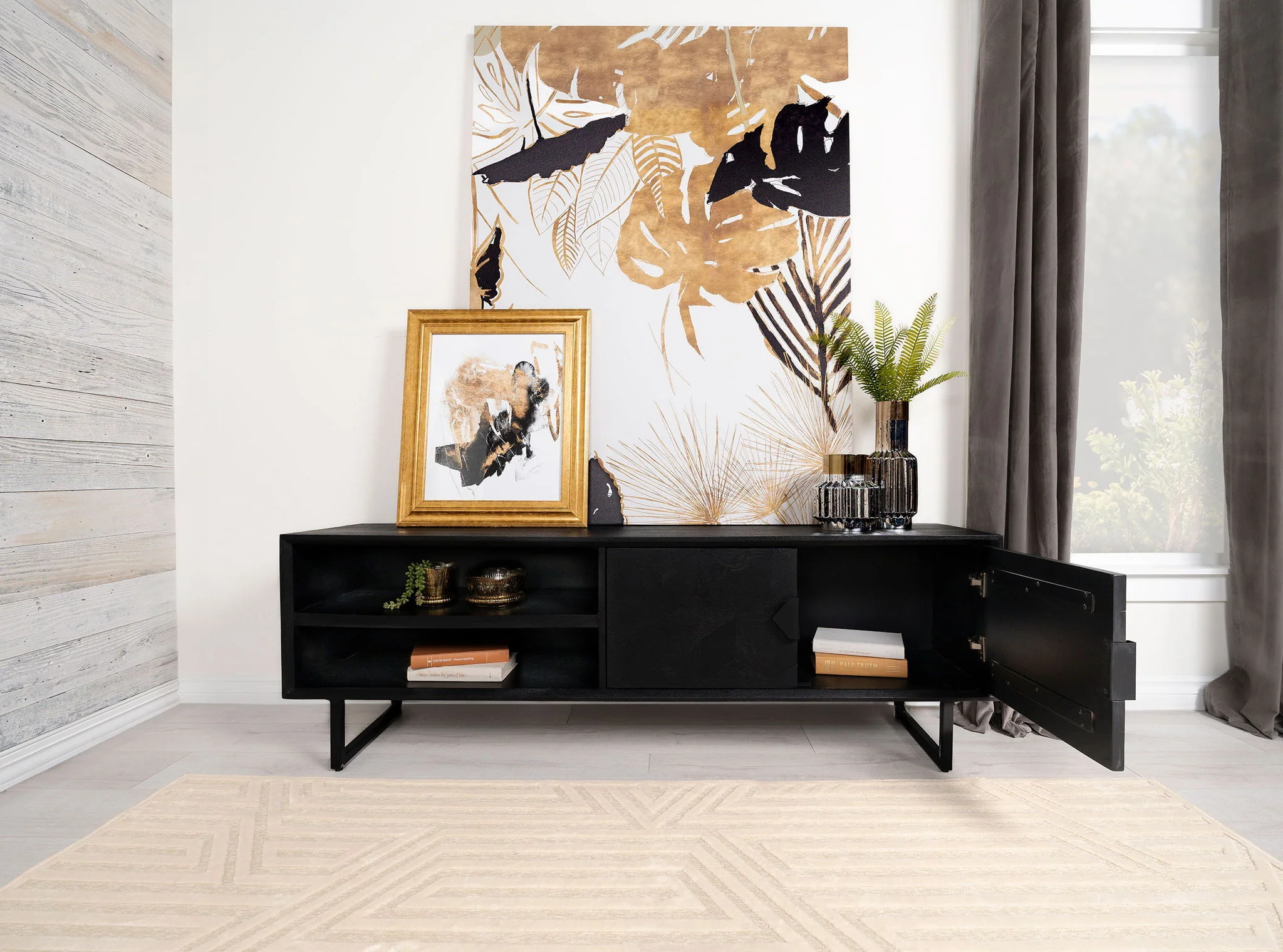 Marsden 2-door Mango Wood 70-inch TV Stand Charcoal Black - Image 2
