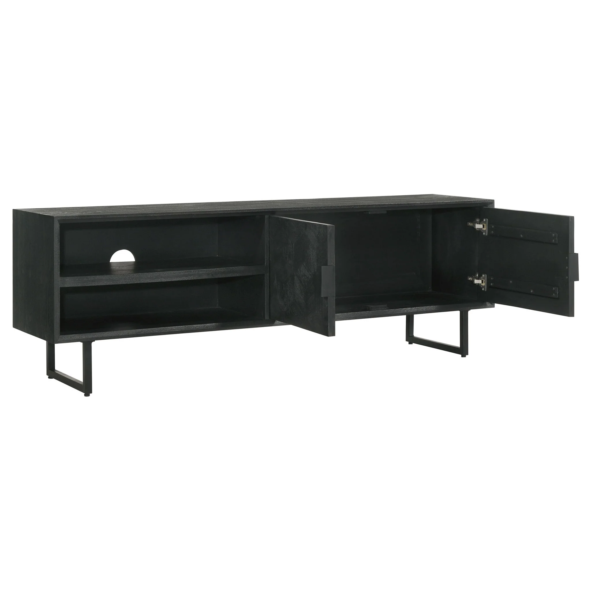Marsden 2-door Mango Wood 70-inch TV Stand Charcoal Black - Image 3