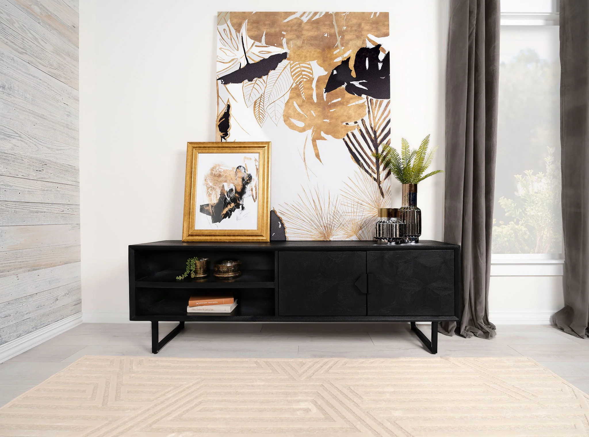 Marsden 2-door Mango Wood 70-inch TV Stand Charcoal Black - Image 4