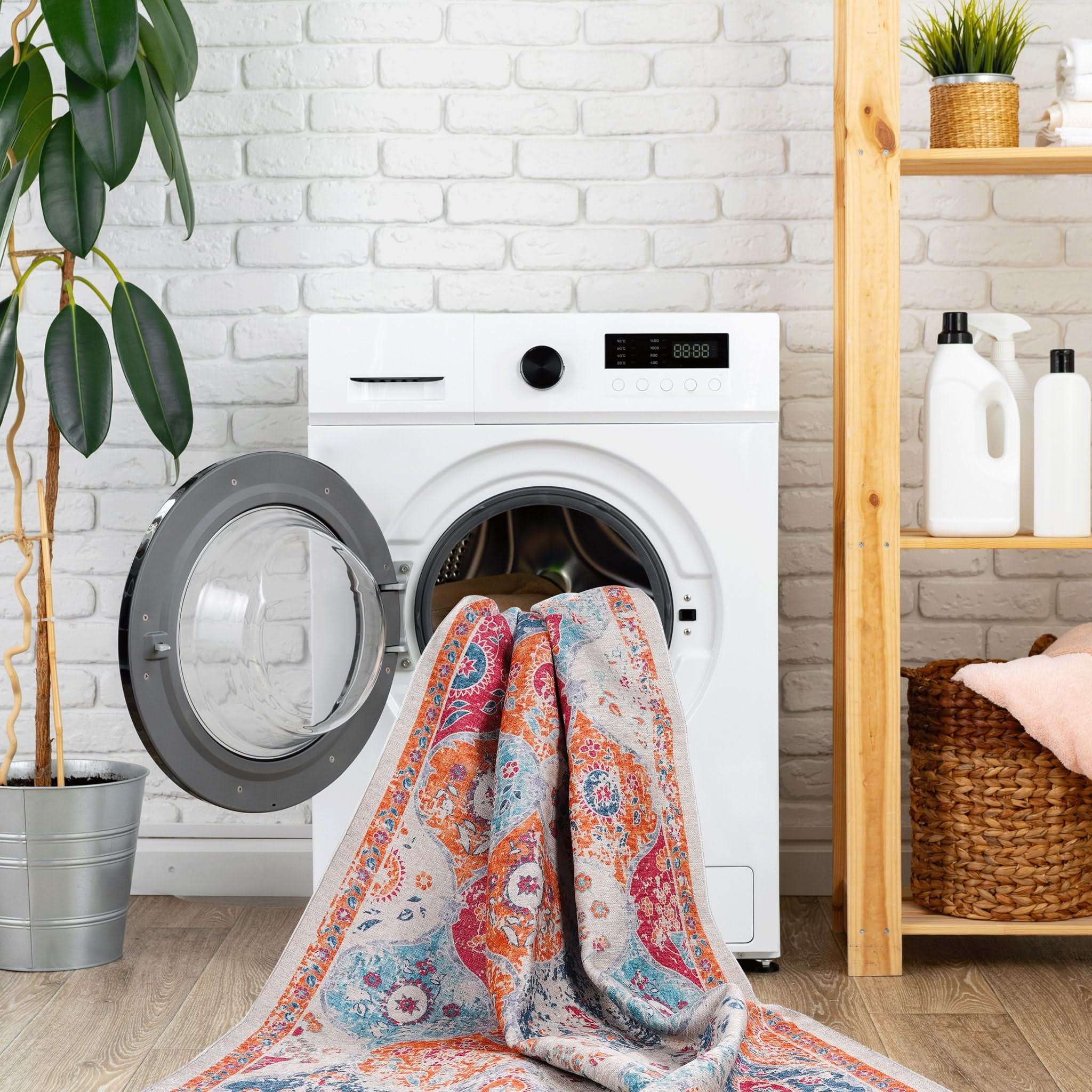 Maval - 6' X 9' Washable Area Rug - Cream - Image 2