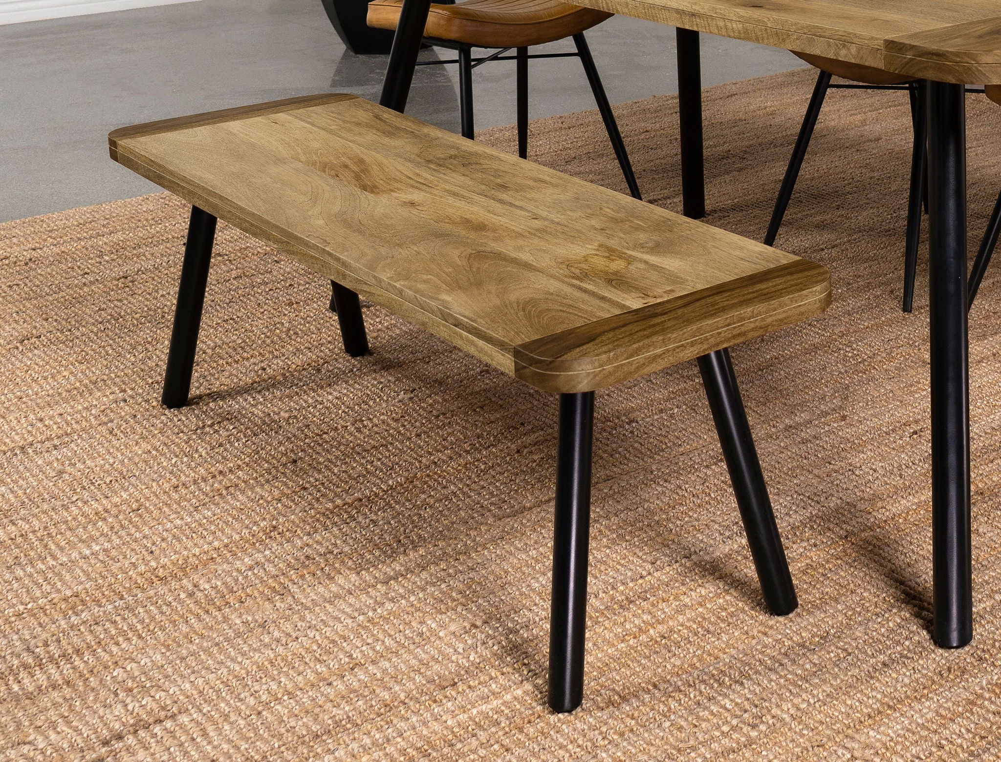 Maverick Wood Dining Bench Natural Mango and Black - Image 4