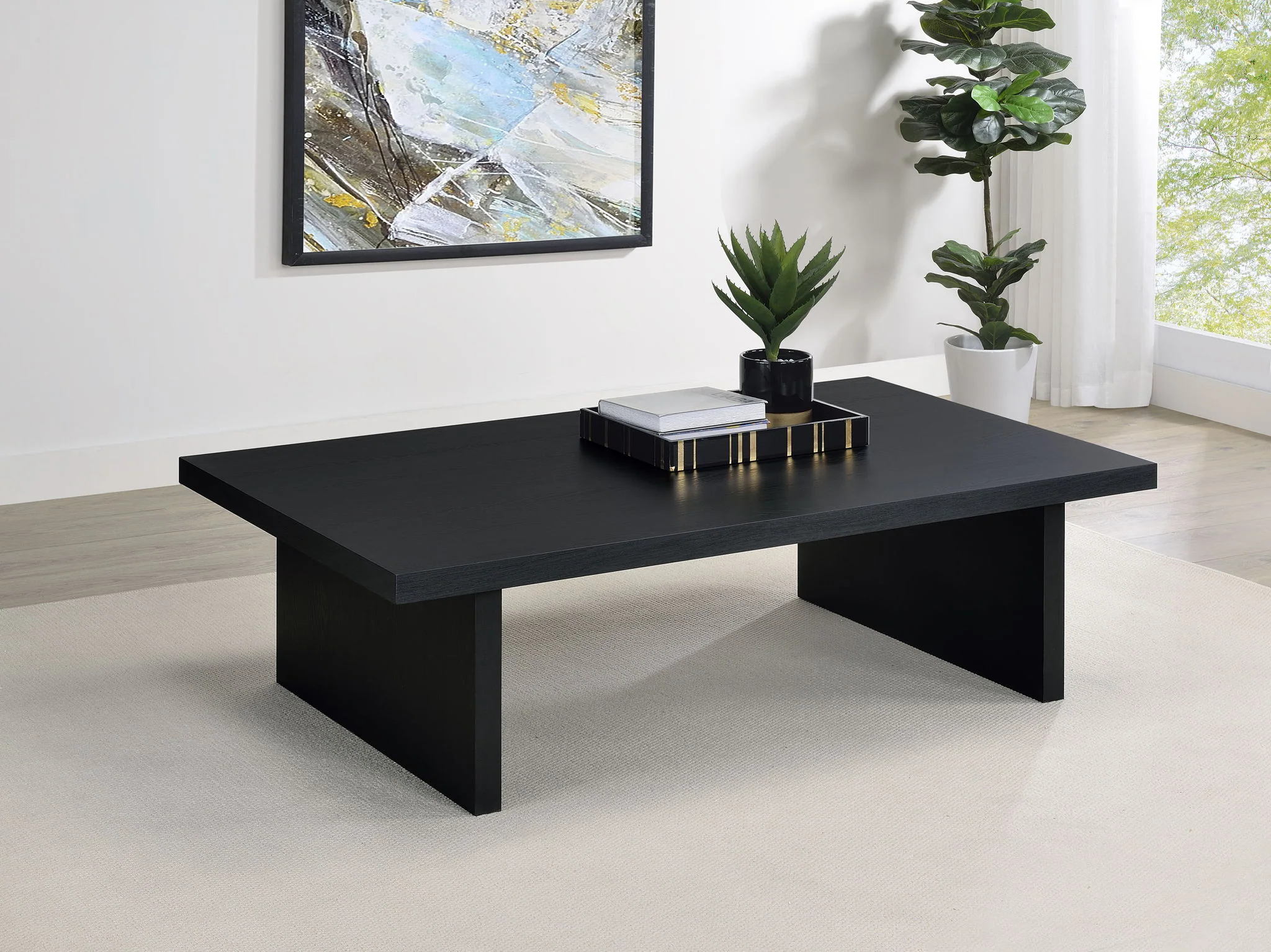 Max Rectangular Engineered Laminate Coffee Table Black - Image 4