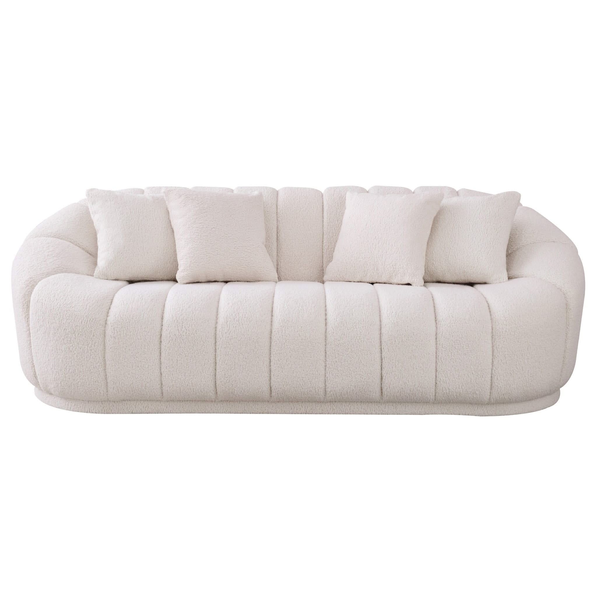 Maximilian - Modern Japandi Style Tight Back Boucle Couches - Image 3