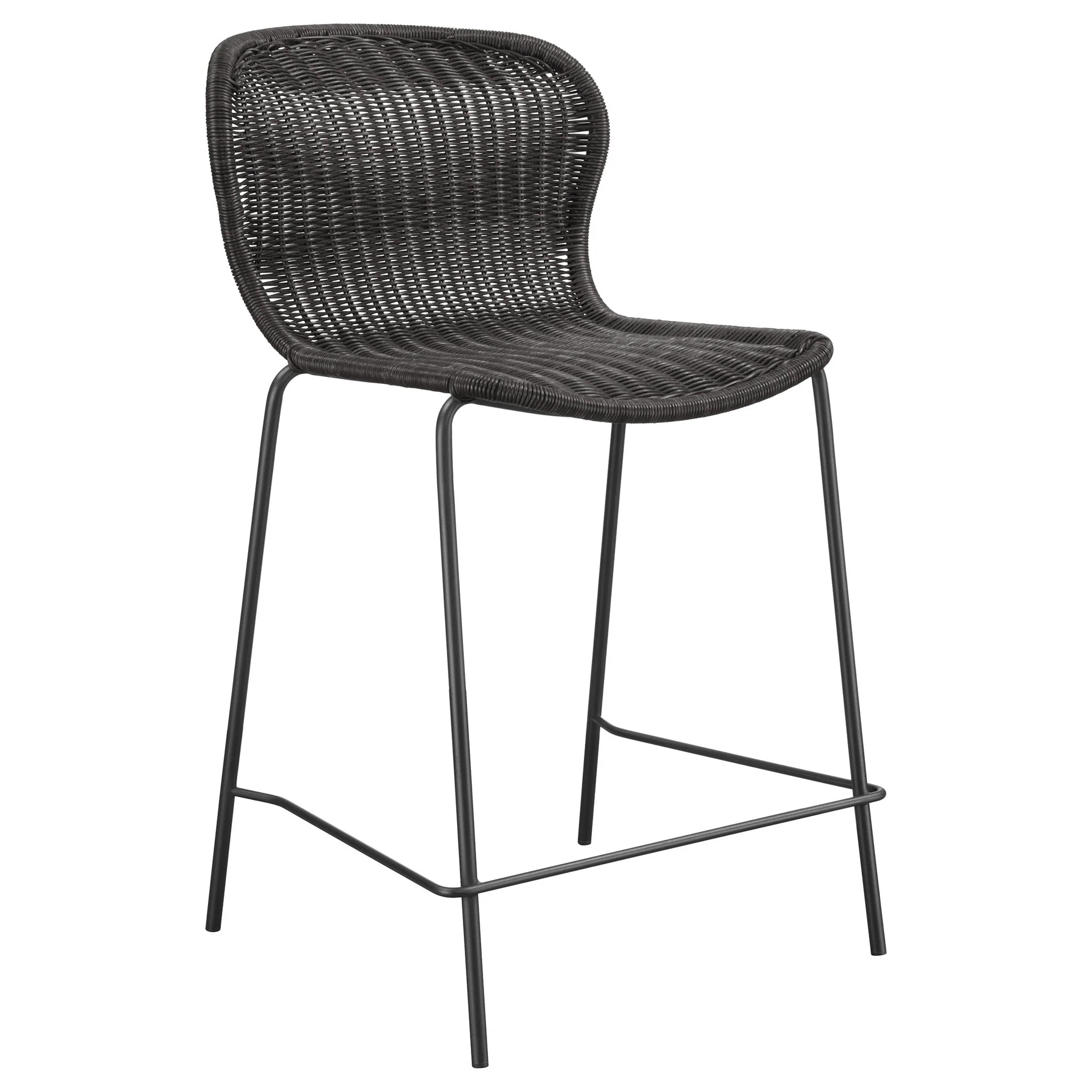 Mckinley Faux Rattan Metal Counter Chair Brown (Set of 2) - Image 3