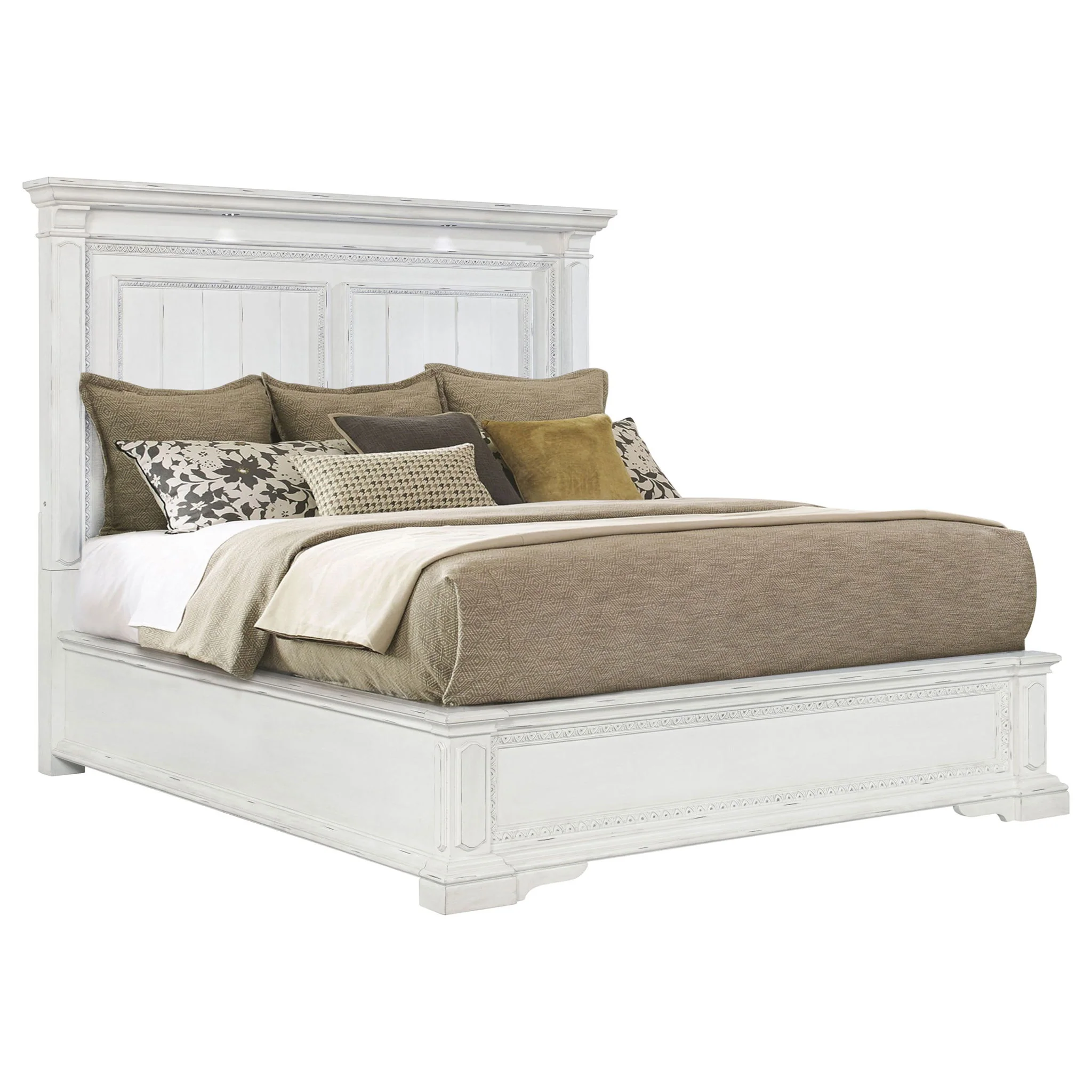 McKinney Queen LED Light Panel Bed Vintage White - Image 3