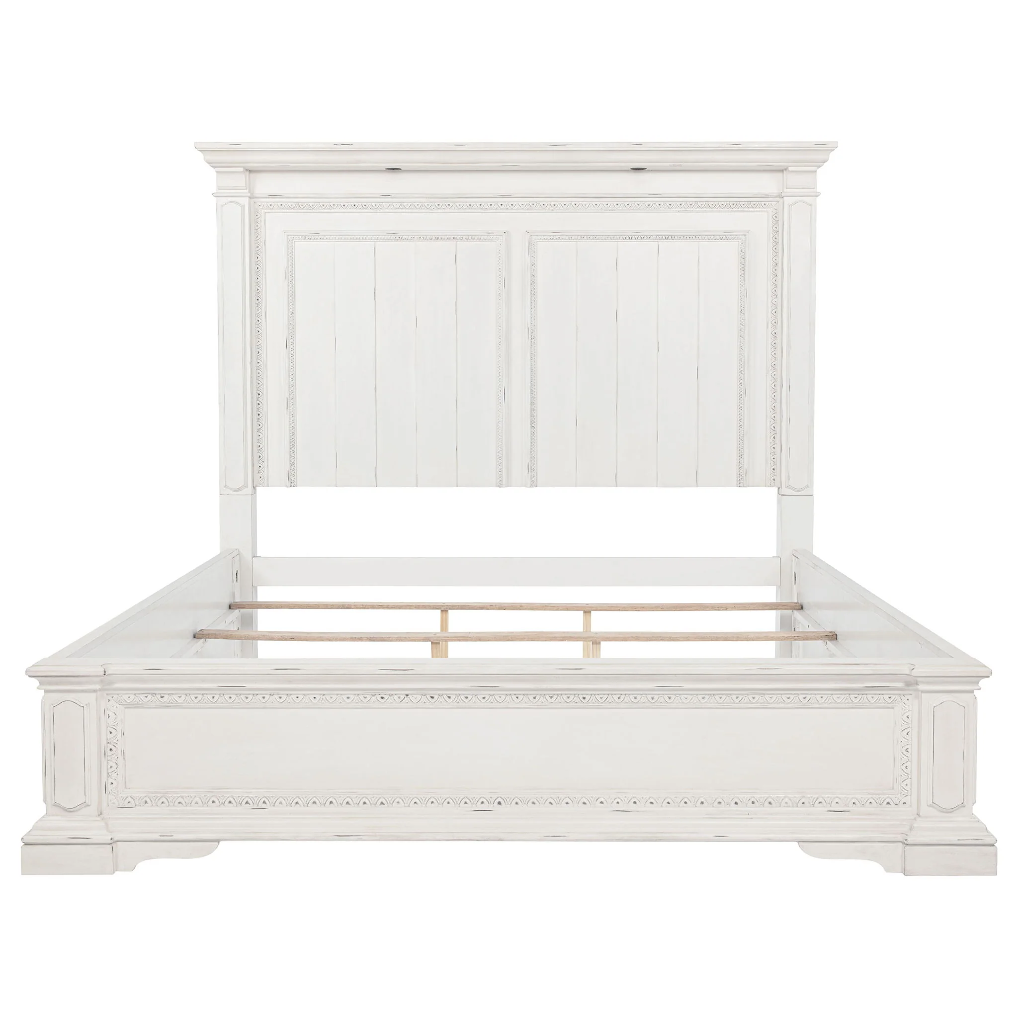 McKinney Queen LED Light Panel Bed Vintage White - Image 4