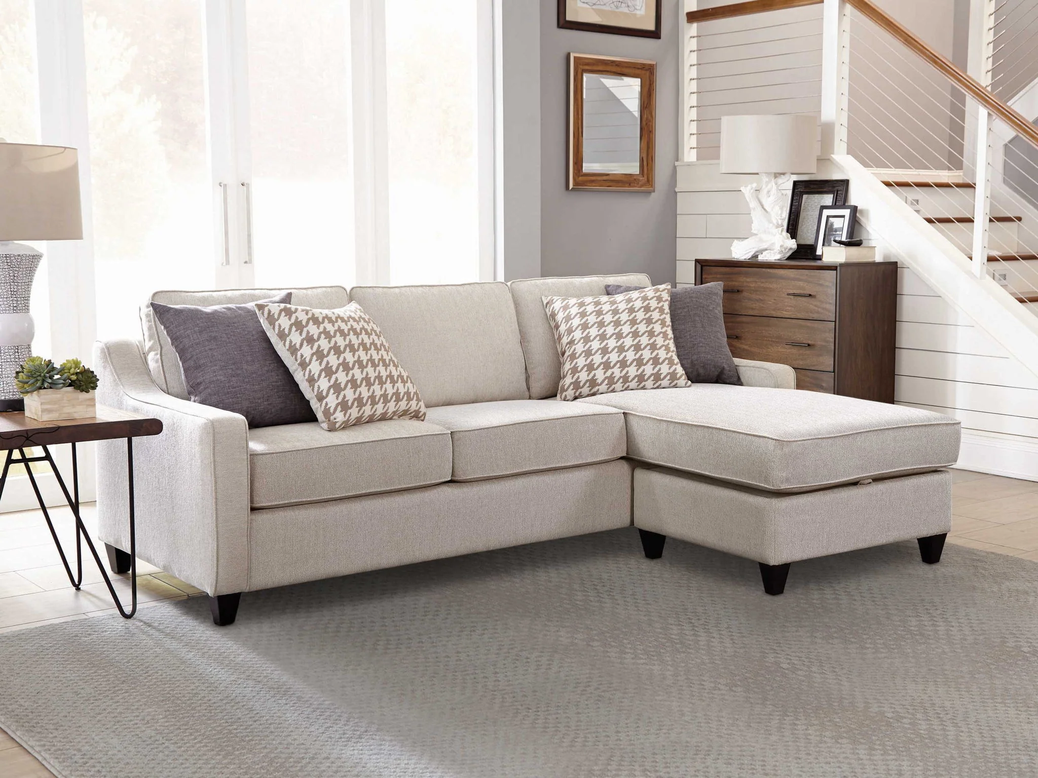 Mcloughlin Upholstered Sloped Arm Sectional Sofa Platinum - Image 3