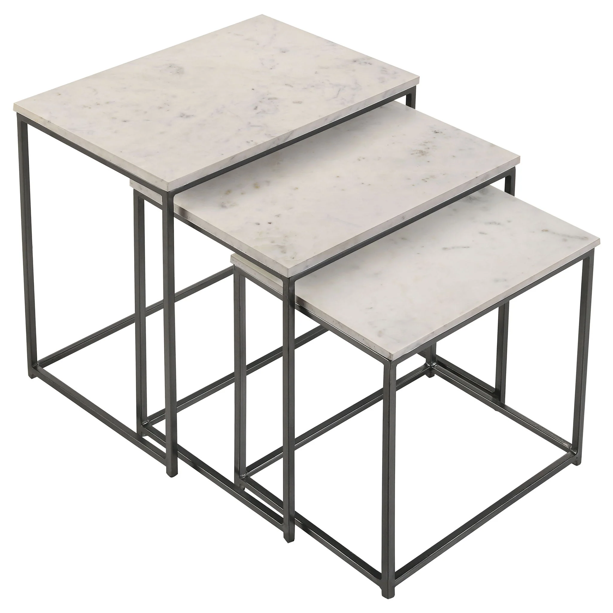 Medora 3-piece Marble Top Nesting Table Set White - Image 3