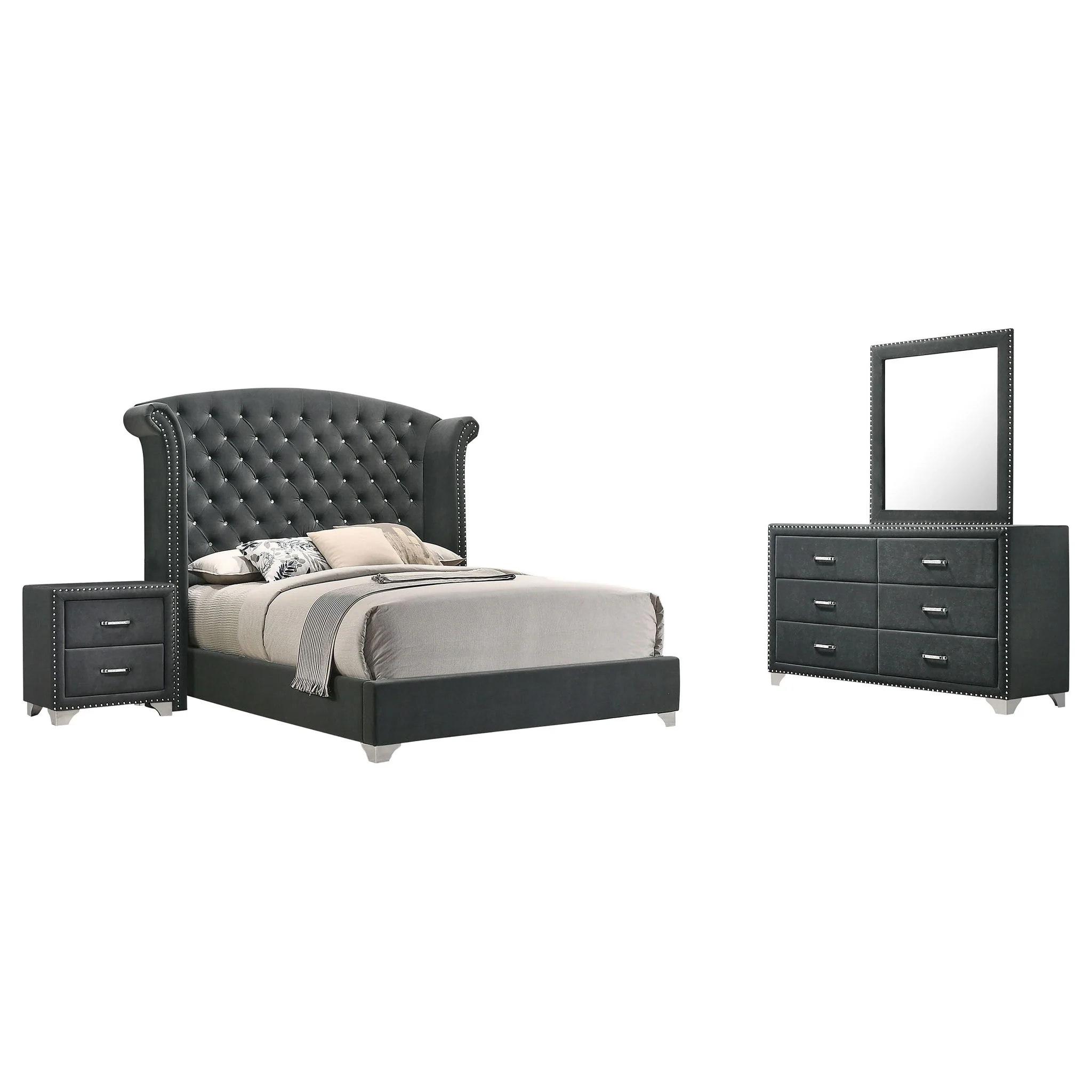Melody 4-piece Queen Bedroom Set Grey - Image 2