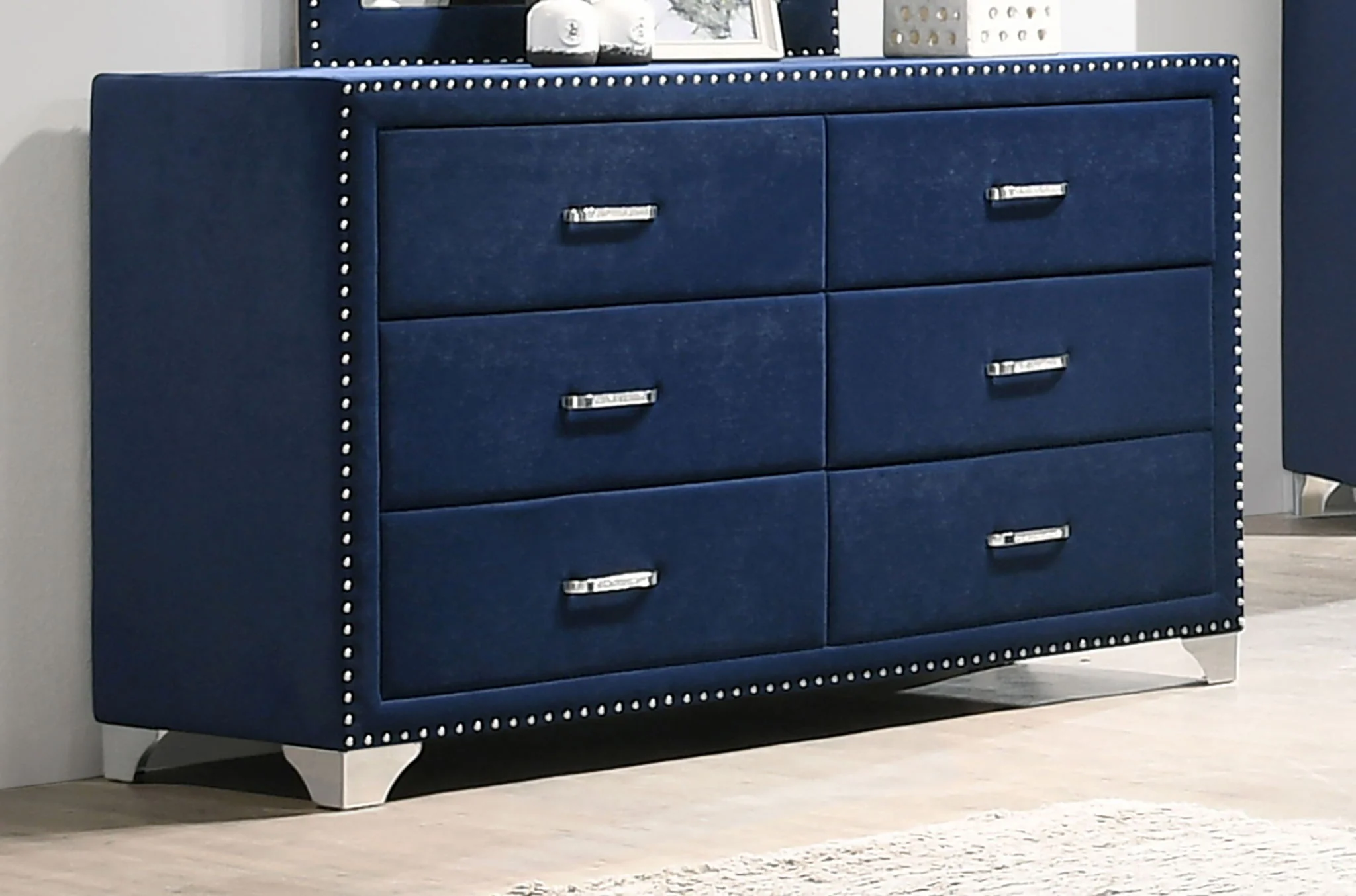 Melody 6-drawer Upholstered Dresser Pacific Blue - Image 4