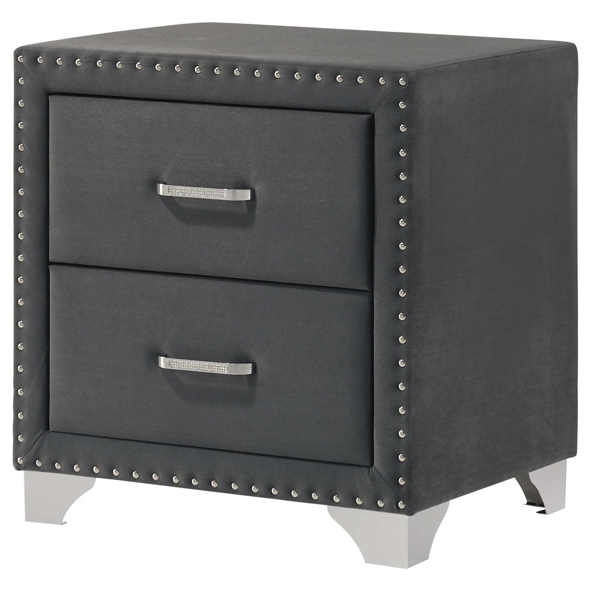 Melody Upholstered 2-drawer Nightstand Grey - Image 3