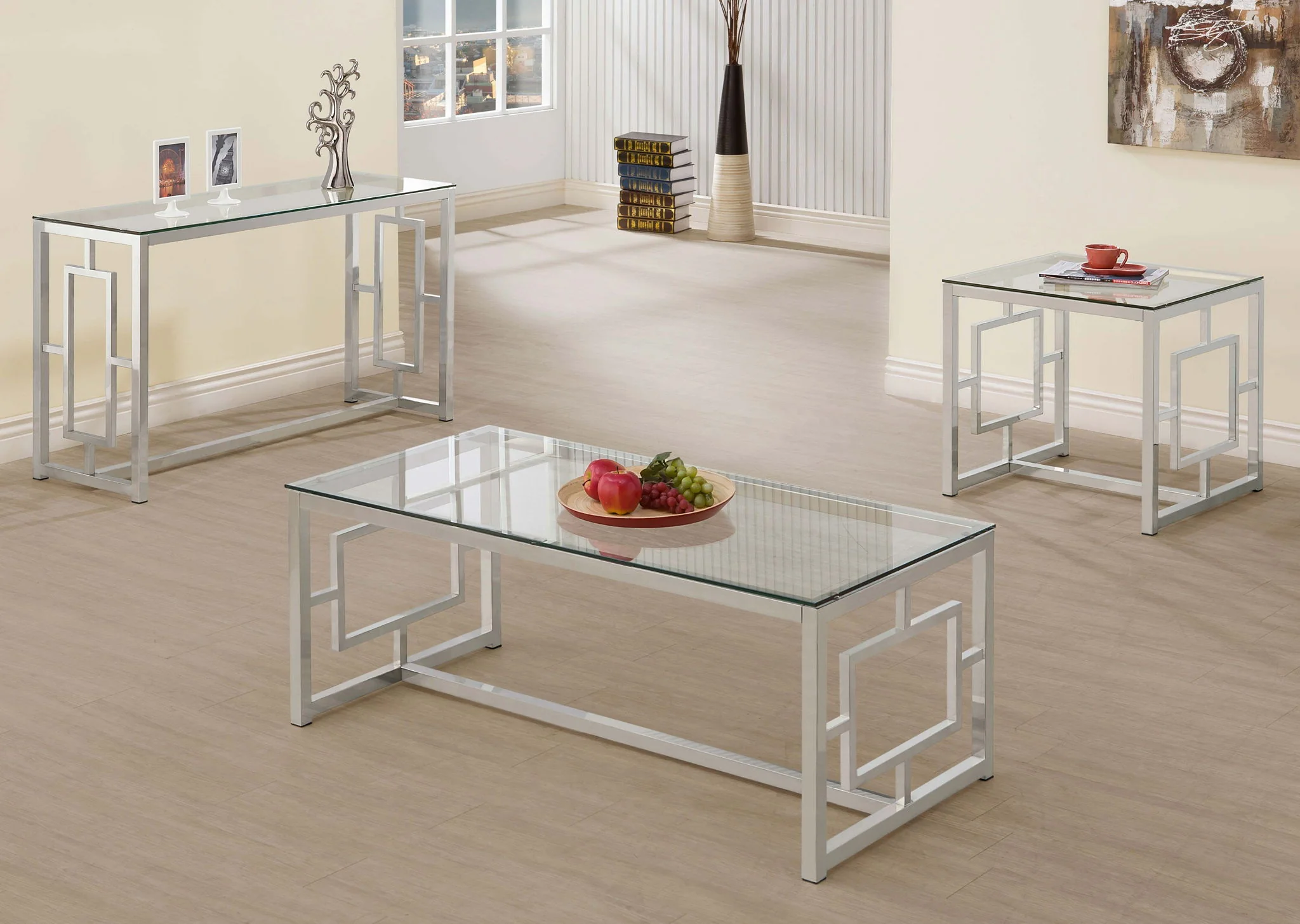 Merced Square Glass Top Side End Table Nickel - Image 3